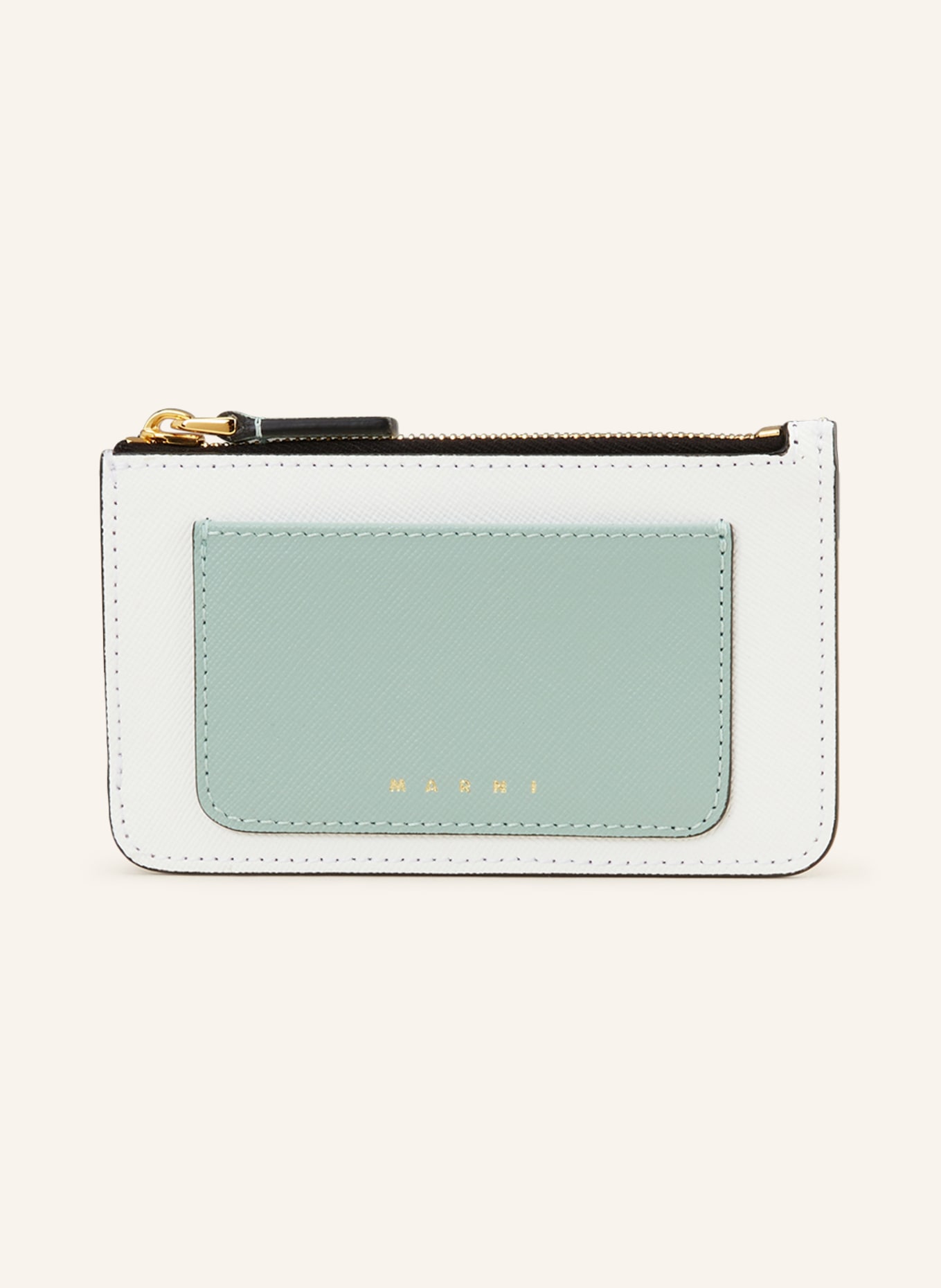 MARNI Card case with coin compartment, Color: WHITE/ LIGHT GREEN (Image 1)