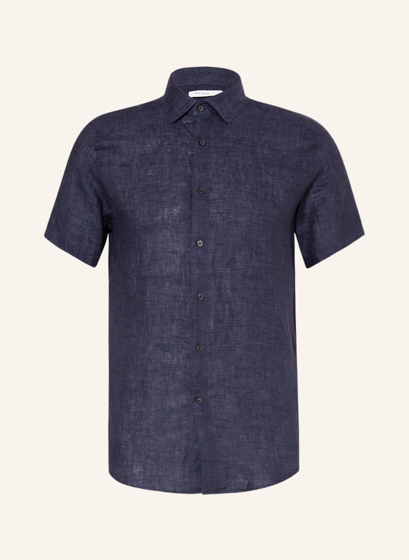 REISS Short-sleeved shirt HOLIDAY slim fit made of linen, Color: DARK BLUE (Image 1)