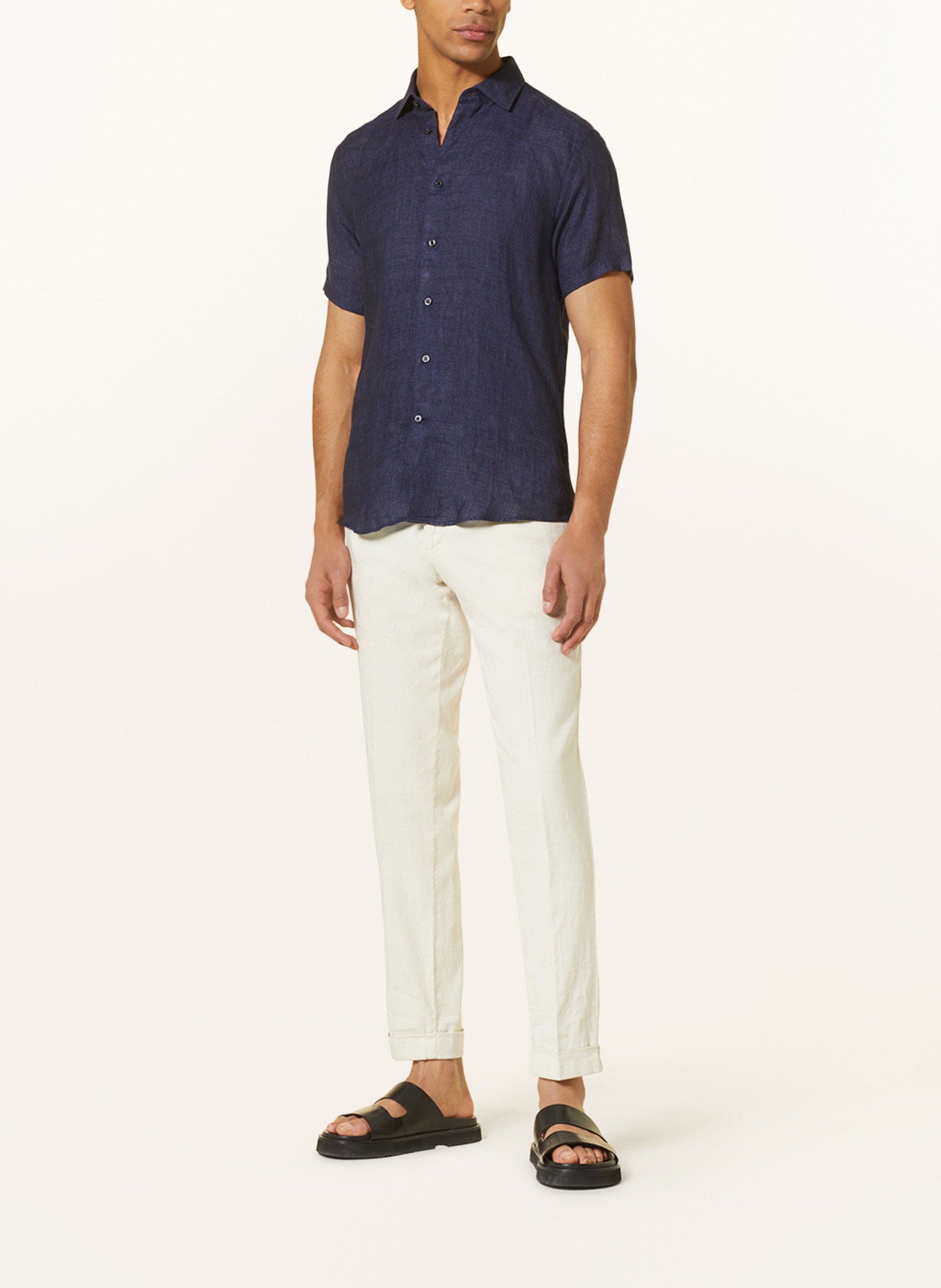 REISS Short-sleeved shirt HOLIDAY slim fit made of linen, Color: DARK BLUE (Image 2)