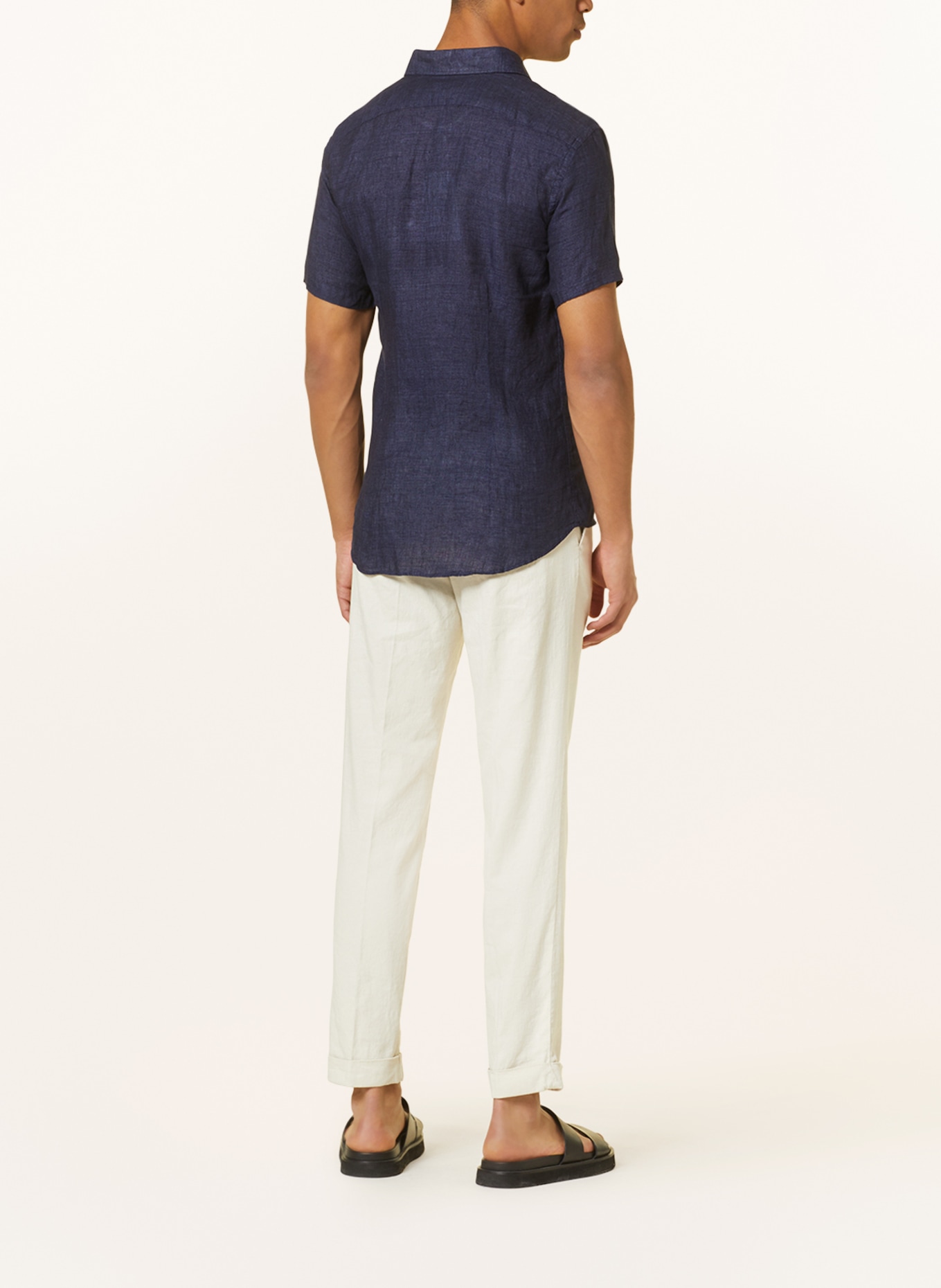 REISS Short-sleeved shirt HOLIDAY slim fit made of linen, Color: DARK BLUE (Image 3)