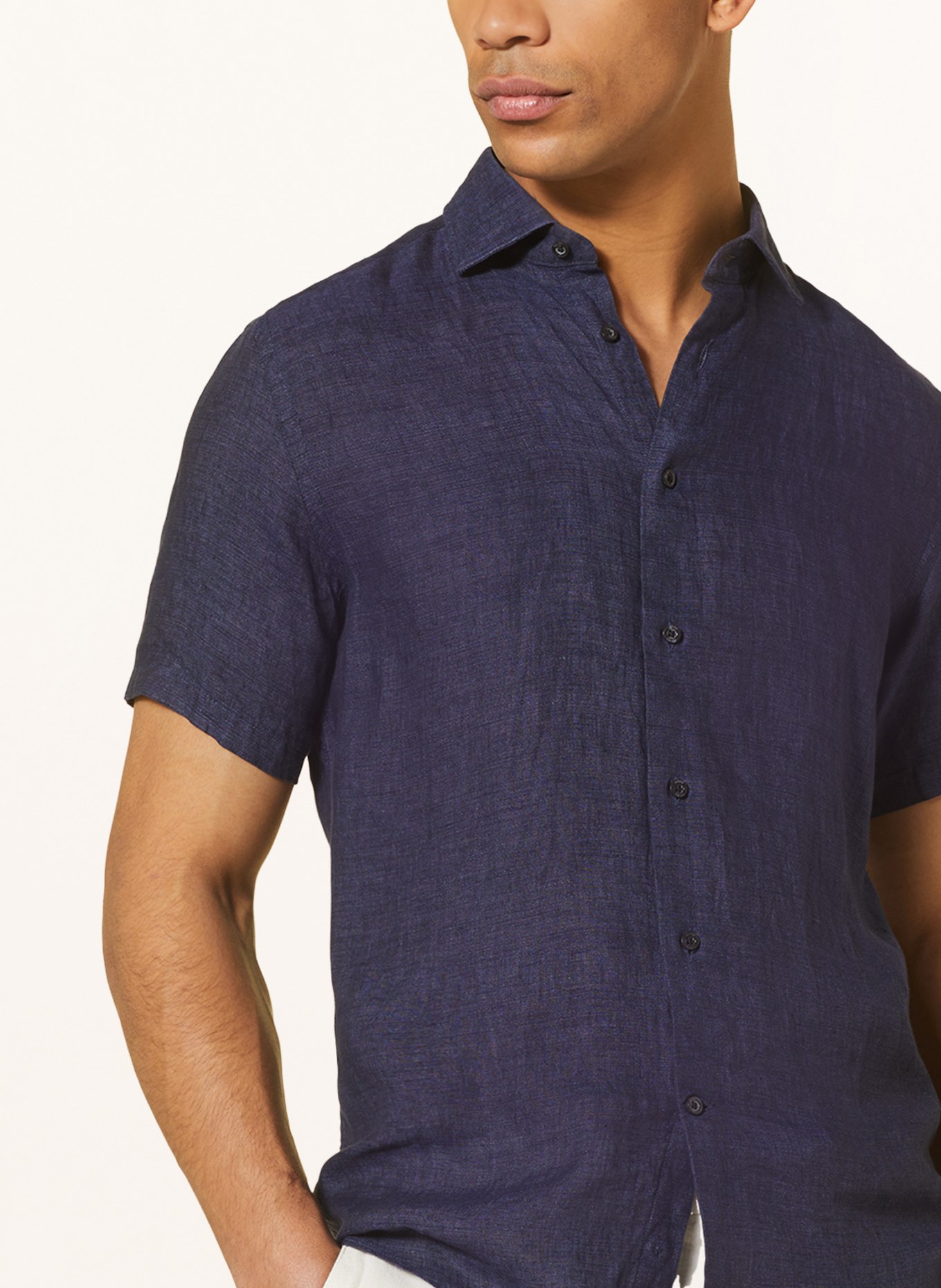 REISS Short-sleeved shirt HOLIDAY slim fit made of linen, Color: DARK BLUE (Image 4)