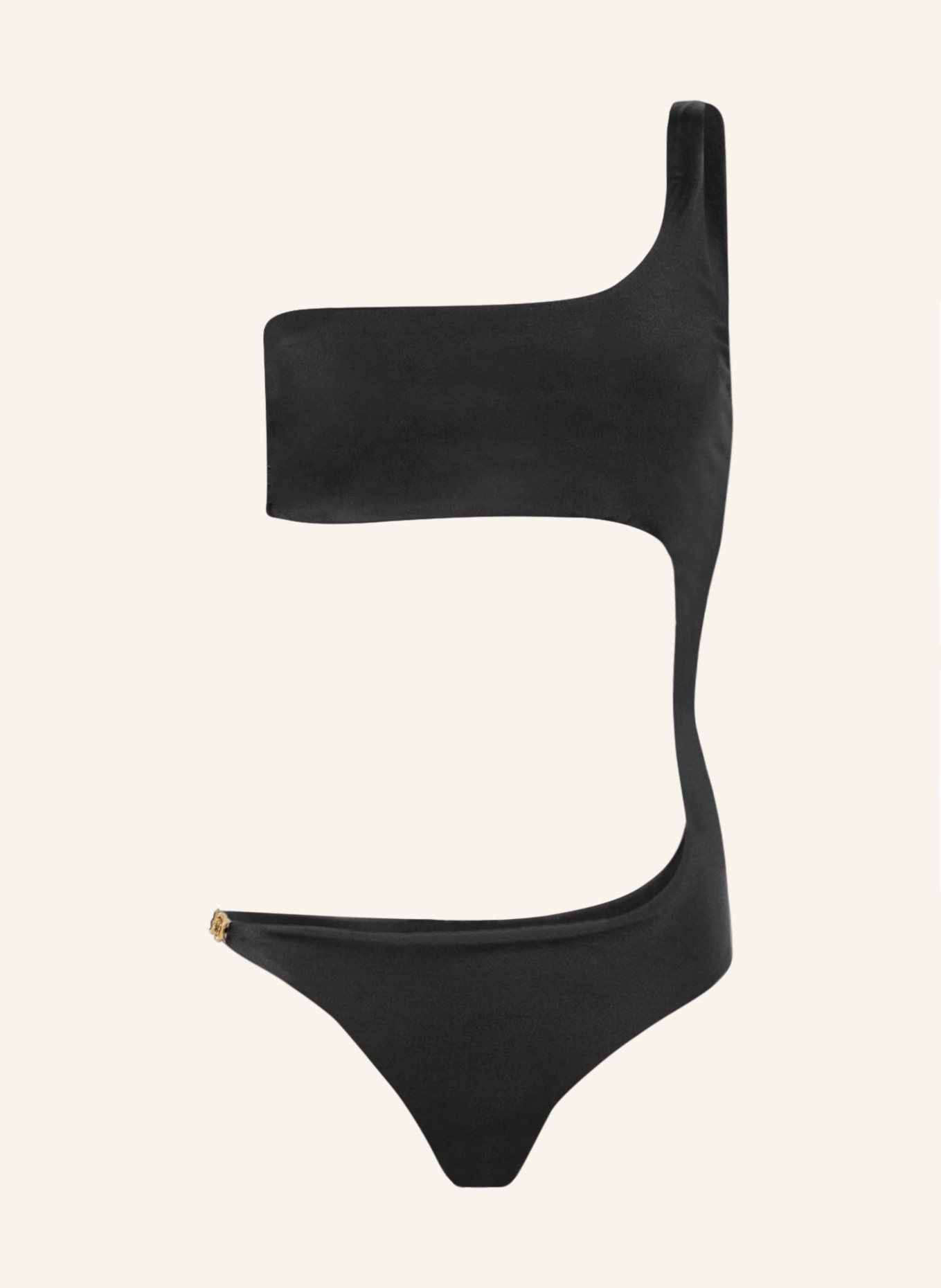 VERSACE One-shoulder swimsuit with cut-out, Color: BLACK (Image 1)