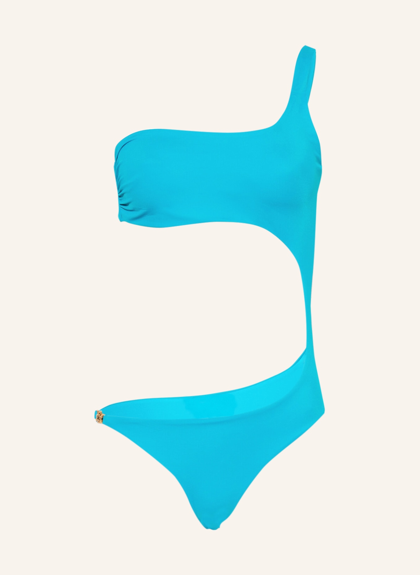 VERSACE One-shoulder swimsuit with cut-out, Color: TURQUOISE (Image 1)
