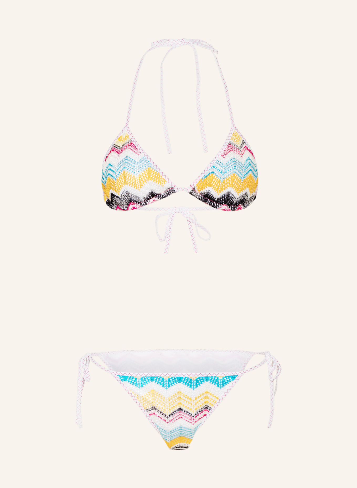 MISSONI Triangle bikini, Color: WHITE/ YELLOW/ PINK (Image 1)