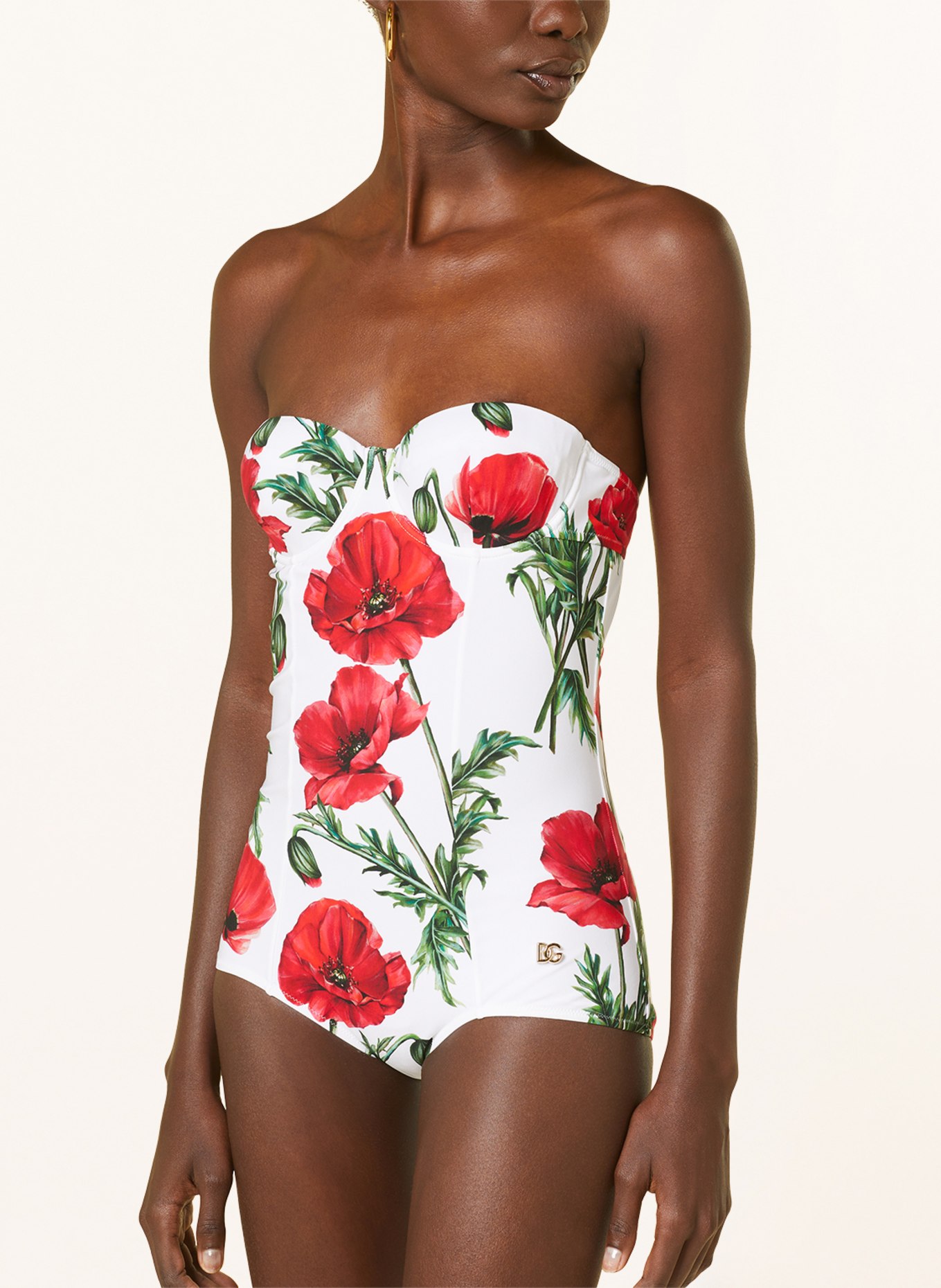 DOLCE & GABBANA Bandeau swimsuit, Color: WHITE/ RED/ GREEN (Image 4)