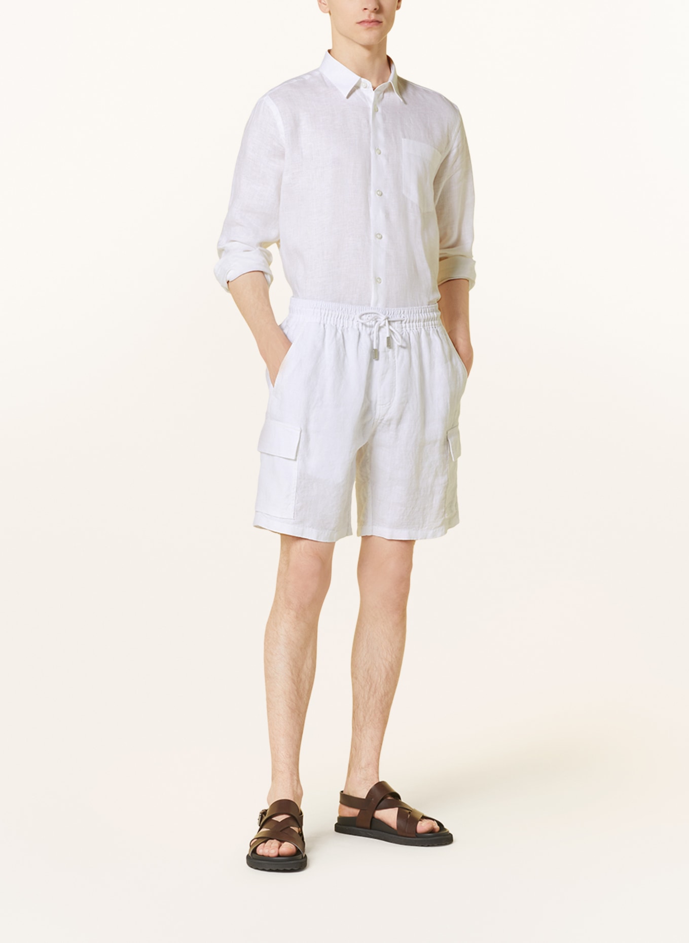 VILEBREQUIN Cargo shorts THALASSA made of linen, Color: WHITE (Image 2)