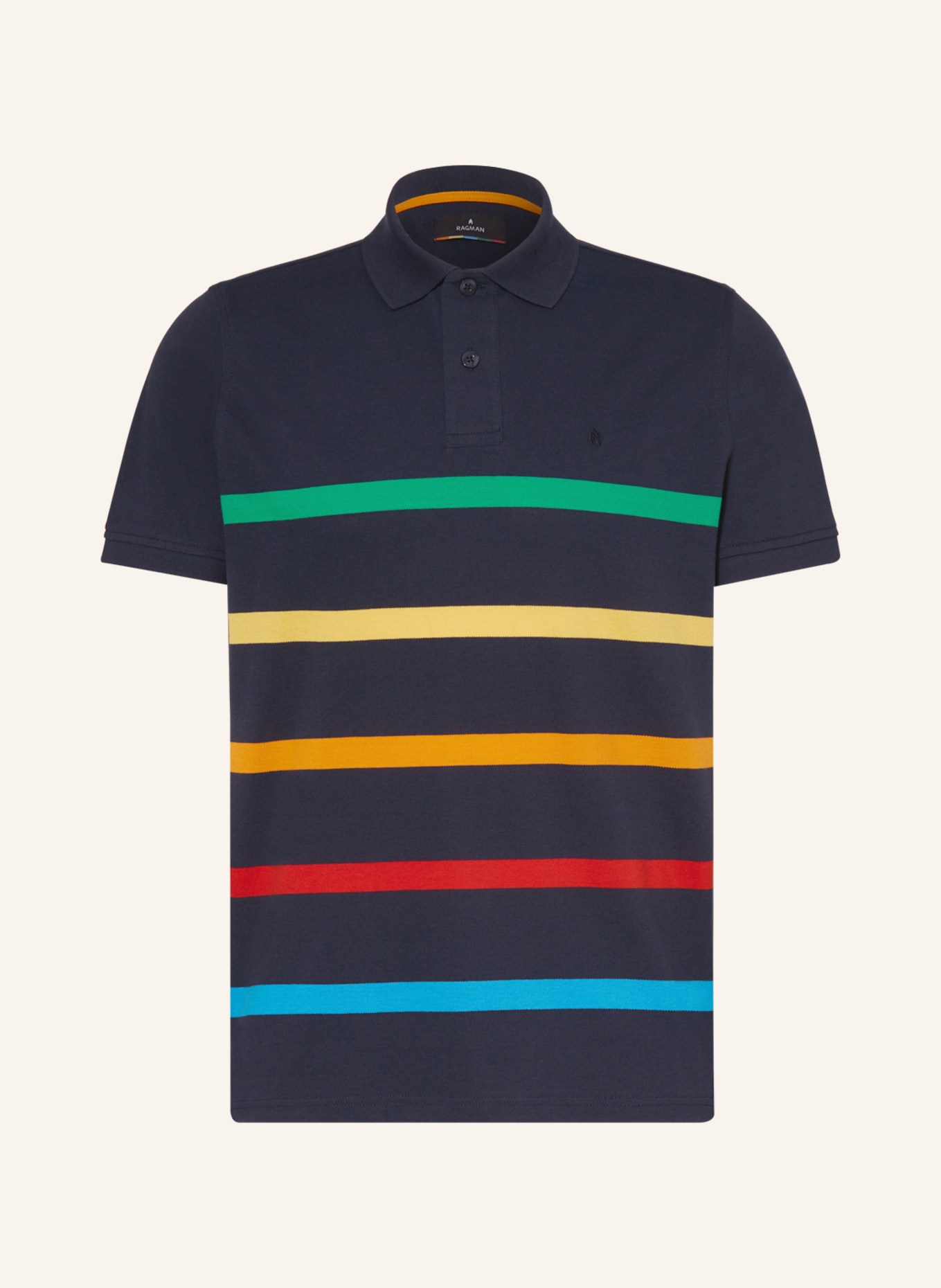 RAGMAN Piqué-Poloshirt, Farbe: DUNKELBLAU/ GRÜN/ GELB (Bild 1)