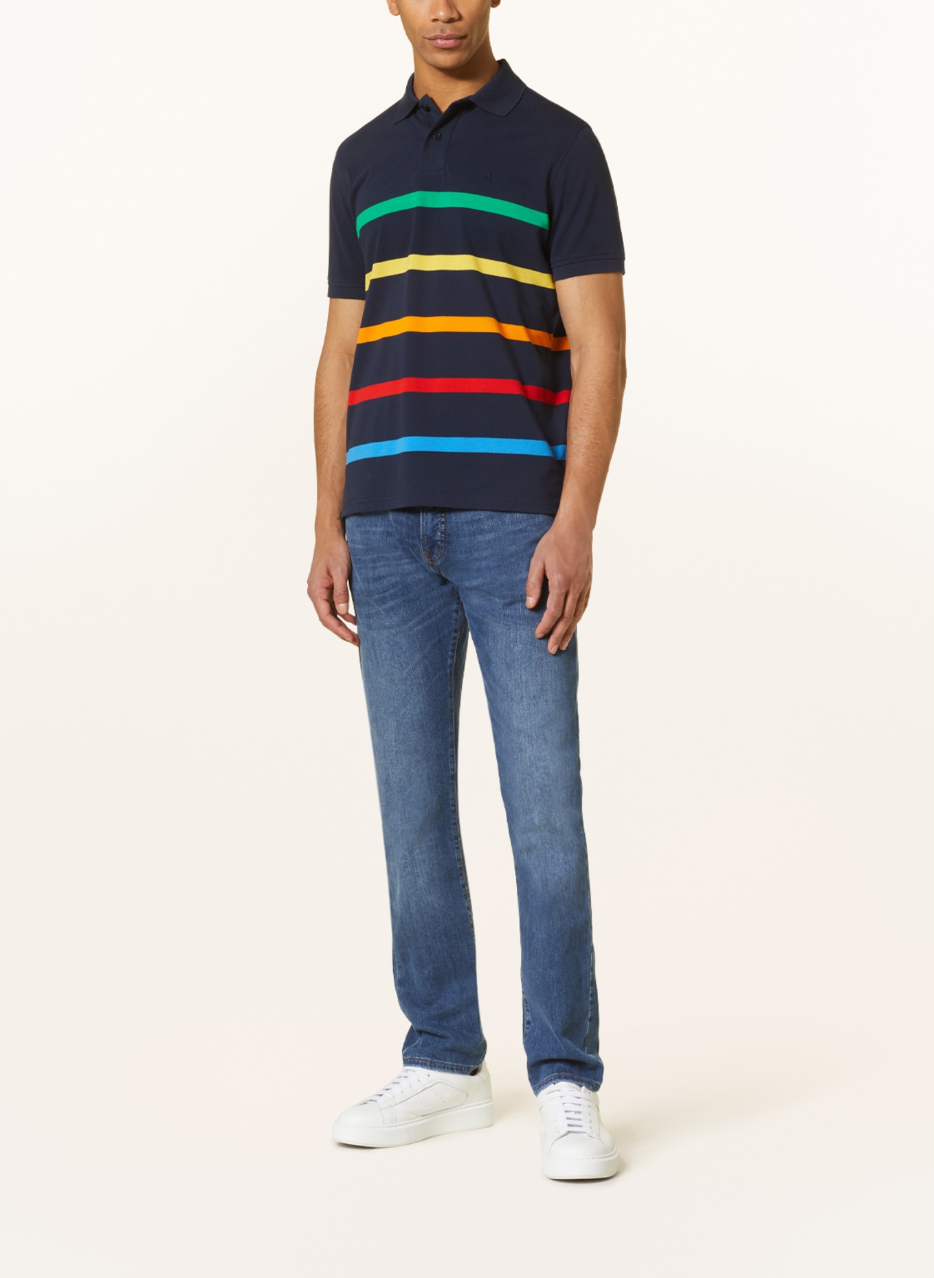 RAGMAN Piqué-Poloshirt, Farbe: DUNKELBLAU/ GRÜN/ GELB (Bild 2)