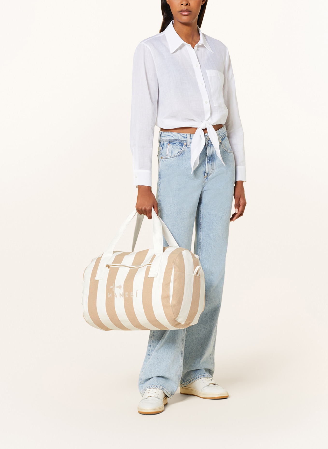 MANEBÍ Weekend Bag, Color: WHITE/ BEIGE (Image 4)