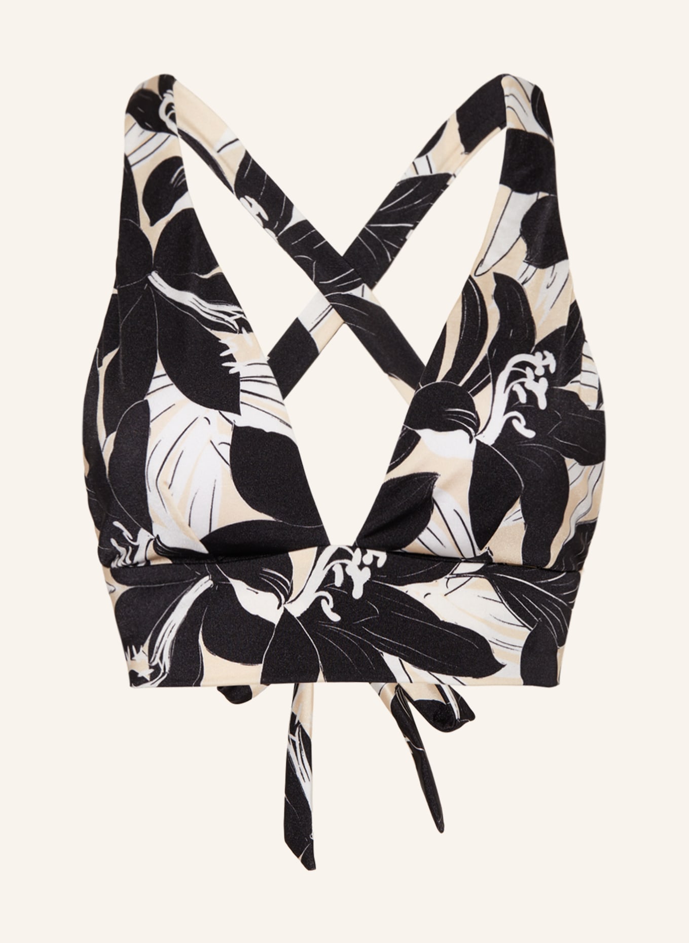 JETS Australia Halter neck bikini FLOREALE, Color: BLACK/ WHITE/ CREAM (Image 1)
