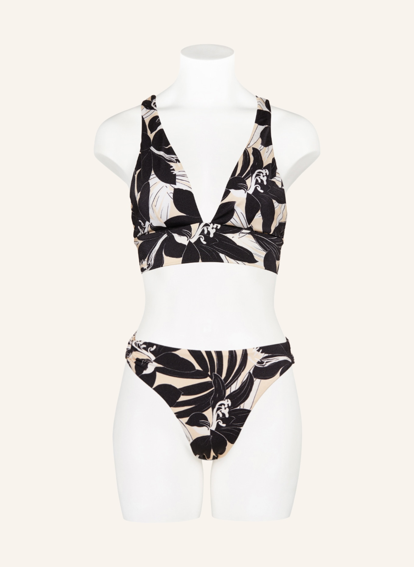 JETS Australia Halter neck bikini FLOREALE, Color: BLACK/ WHITE/ CREAM (Image 2)