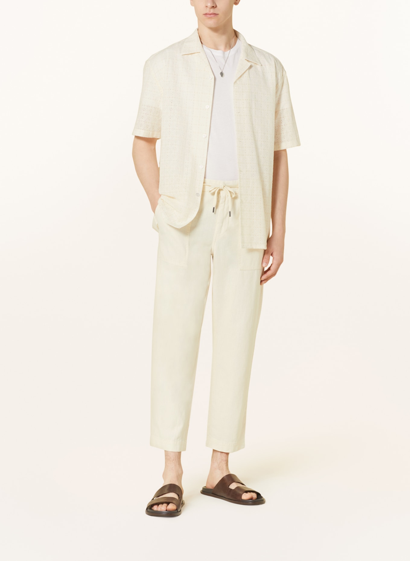 BOSS Trousers SISLA in jogger style regular fit with linen, Color: ECRU (Image 2)