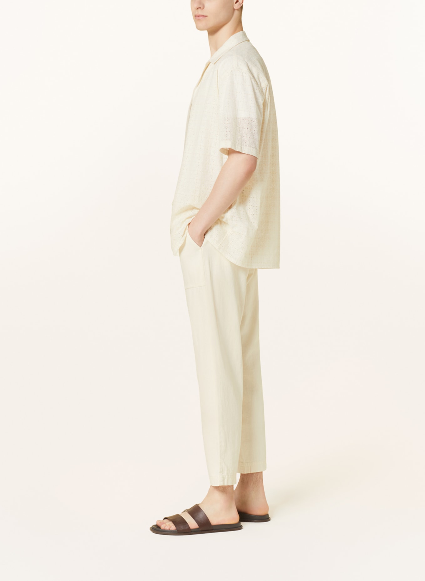 BOSS Trousers SISLA in jogger style regular fit with linen, Color: ECRU (Image 4)