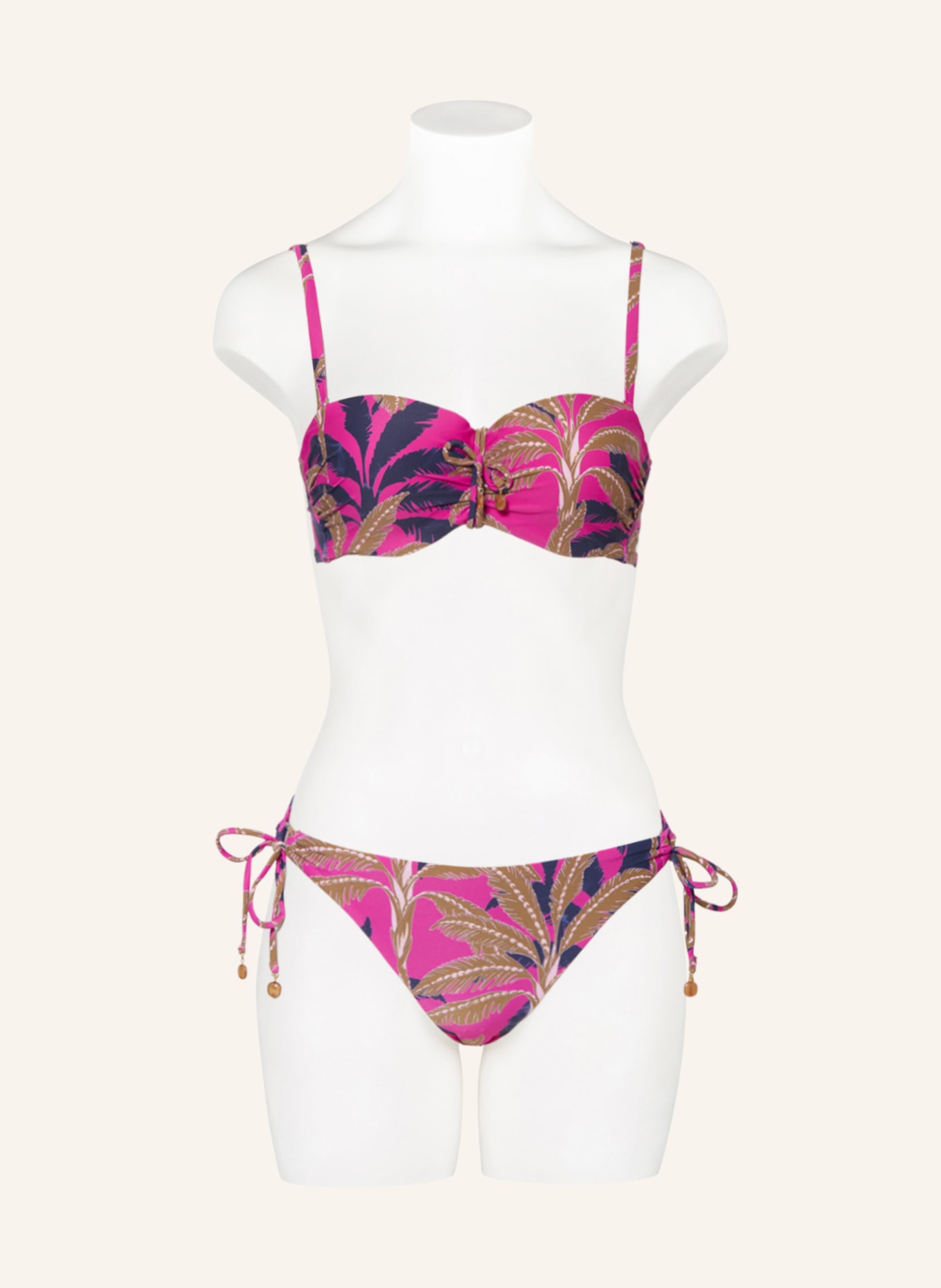 CYELL Bandeau-Bikini-Top PALM SPRINGS mit Schmuckperlen, Farbe: FUCHSIA/ DUNKELBLAU/ KHAKI (Bild 2)
