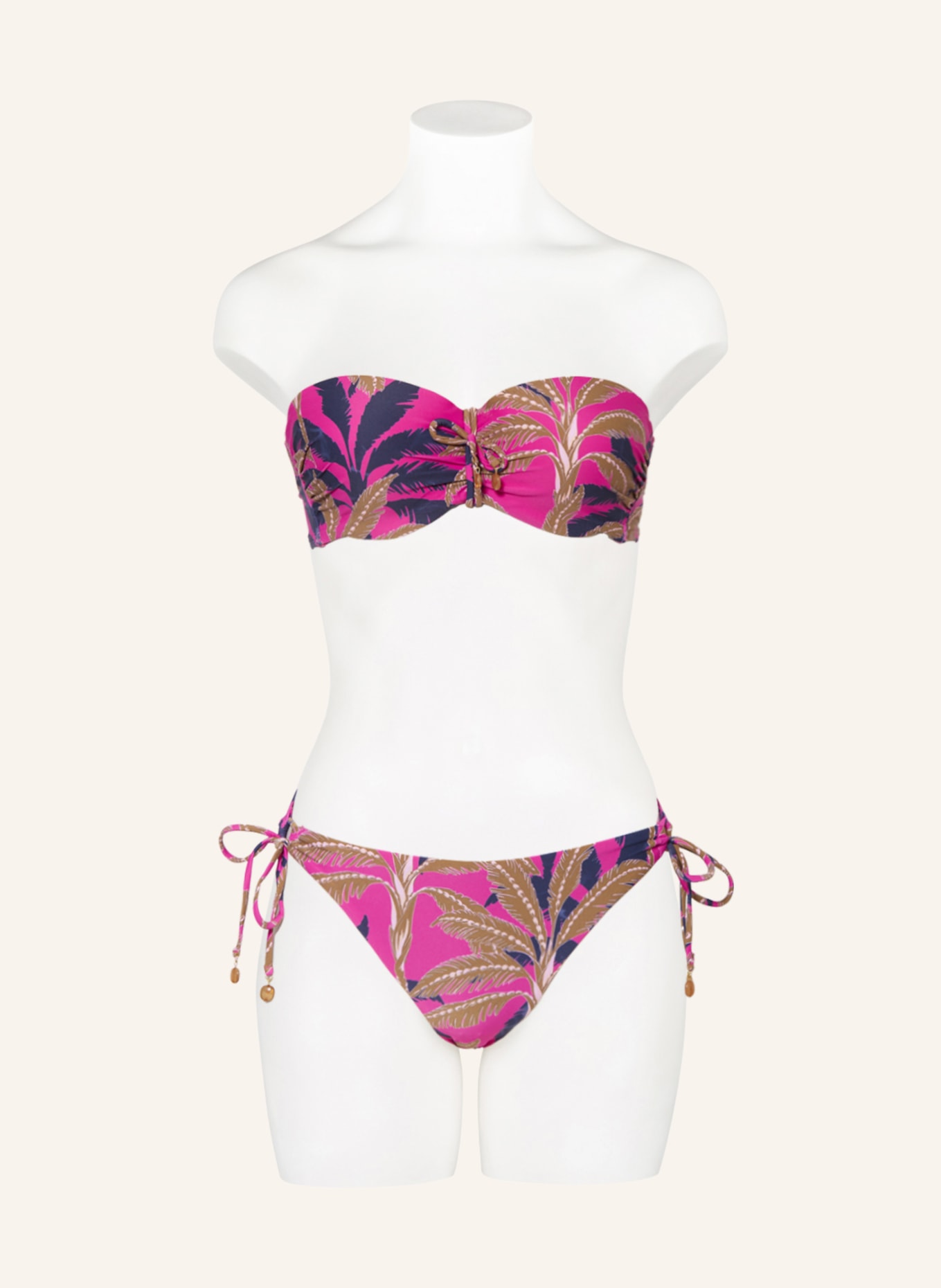 CYELL Bandeau-Bikini-Top PALM SPRINGS mit Schmuckperlen, Farbe: FUCHSIA/ DUNKELBLAU/ KHAKI (Bild 5)