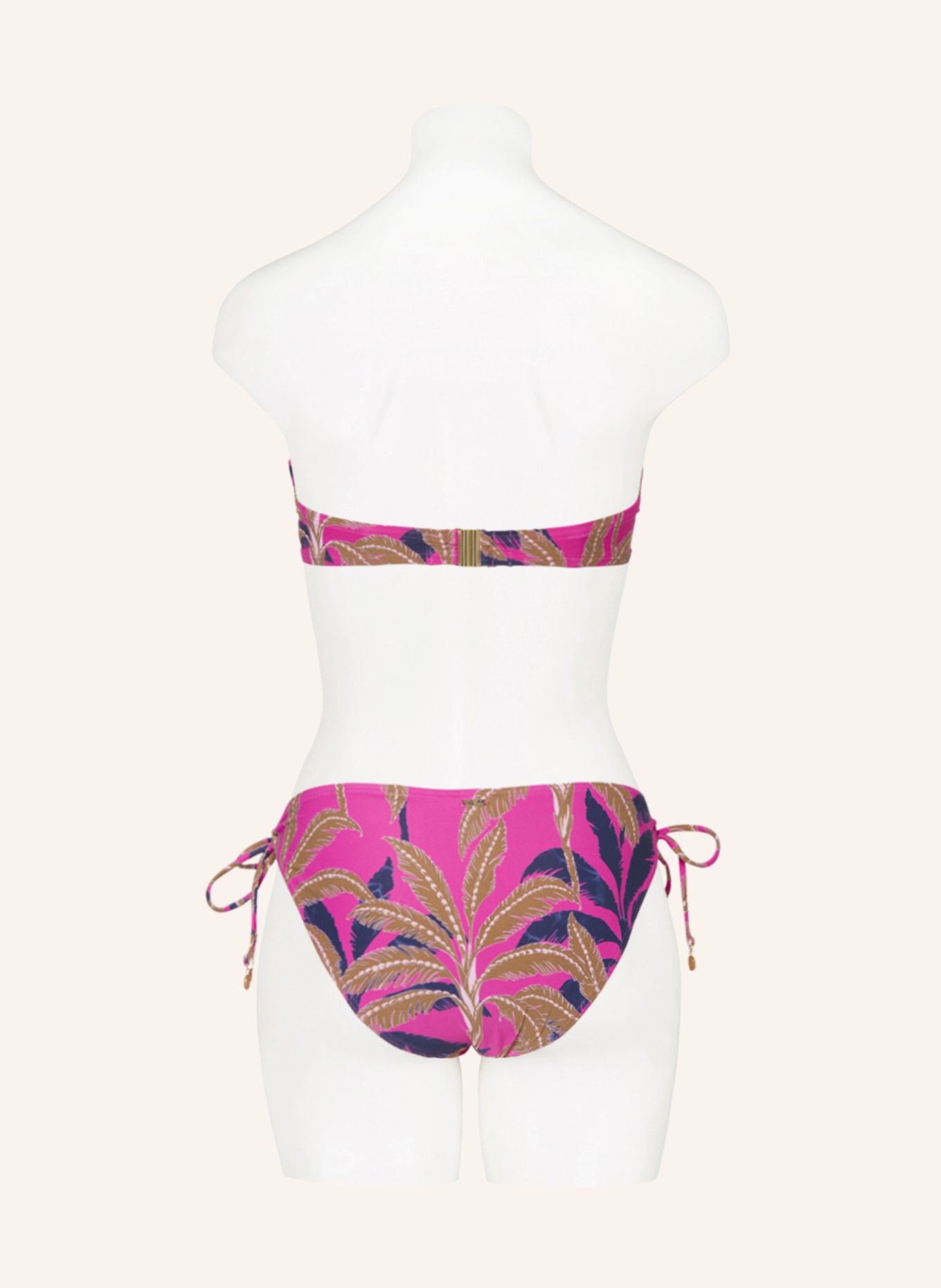 CYELL Bandeau bikini top PALM SPRINGS with decorative beads, Color: FUCHSIA/ DARK BLUE/ KHAKI (Image 7)