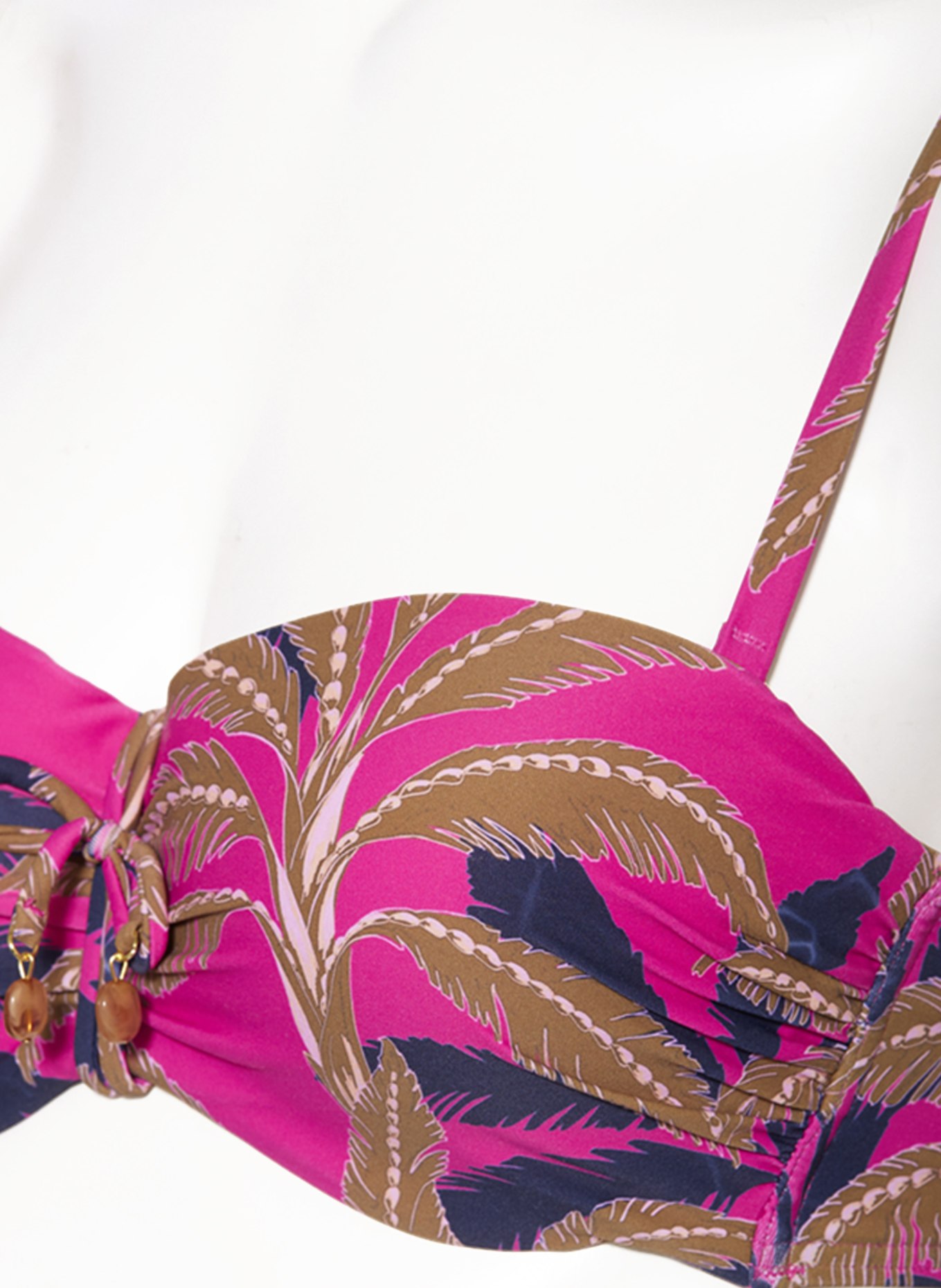 CYELL Bandeau bikini top PALM SPRINGS with decorative beads, Color: FUCHSIA/ DARK BLUE/ KHAKI (Image 8)