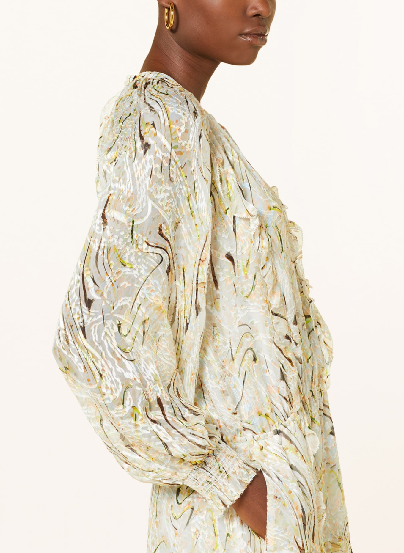 Lala Berlin Dress DAZEL with silk, Color: CREAM/ ECRU/ GREEN (Image 4)
