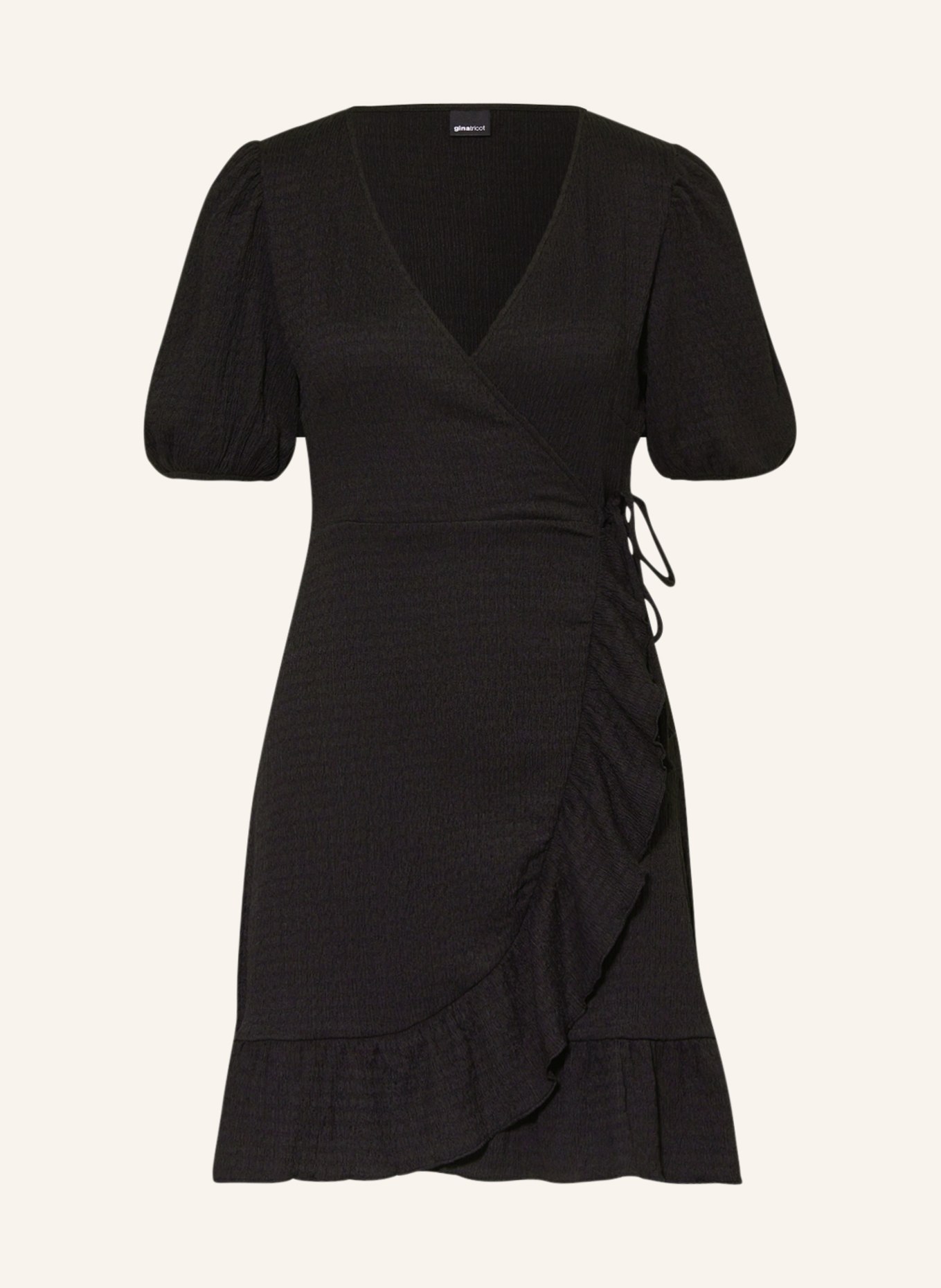 gina tricot Kleid ROZA in Wickeloptik, Farbe: SCHWARZ (Bild 1)