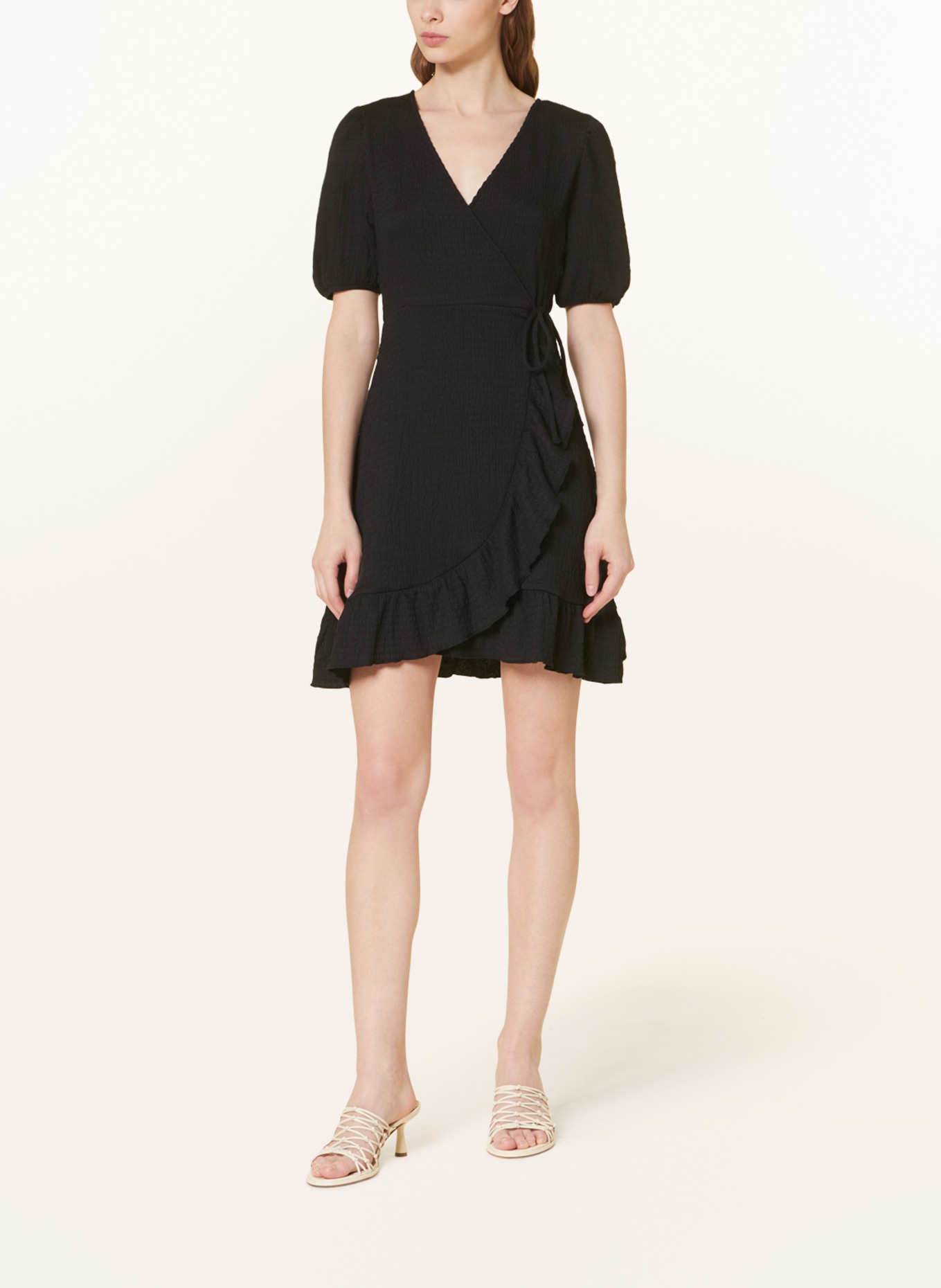 gina tricot Dress ROZA in wrap look, Color: BLACK (Image 2)
