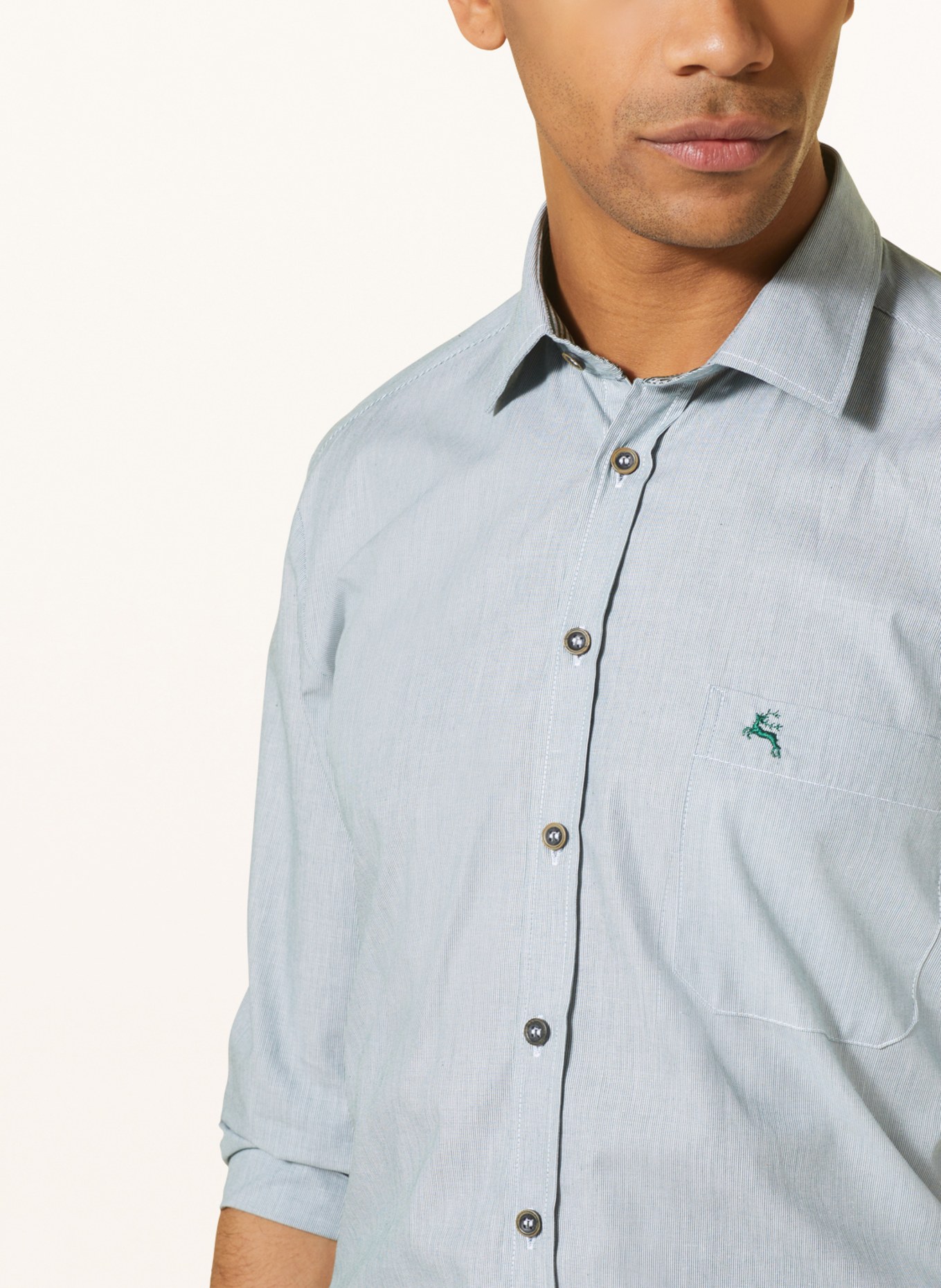 Hammerschmid Trachten shirt slim fit, Color: GREEN/ WHITE (Image 4)