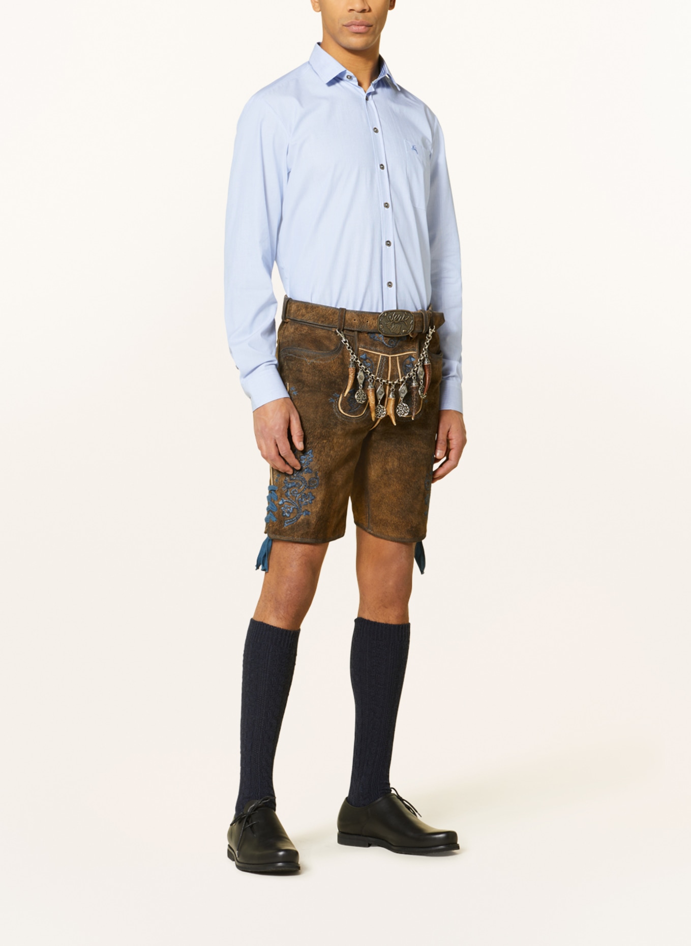 Hammerschmid Trachtenhemd Slim Fit: HELLBLAU / WEISS