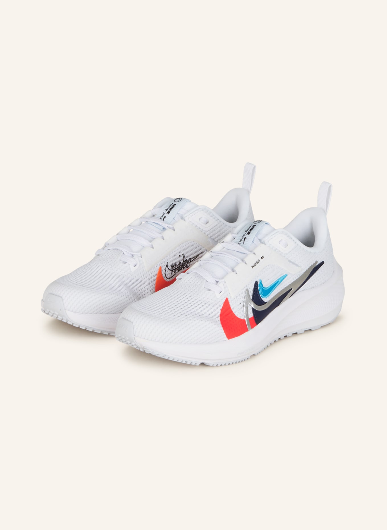 Nike Sneaker AIR ZOOM PEGASUS 40 PR, Farbe: WEISS/ DUNKELBLAU/ HELLGRAU (Bild 1)