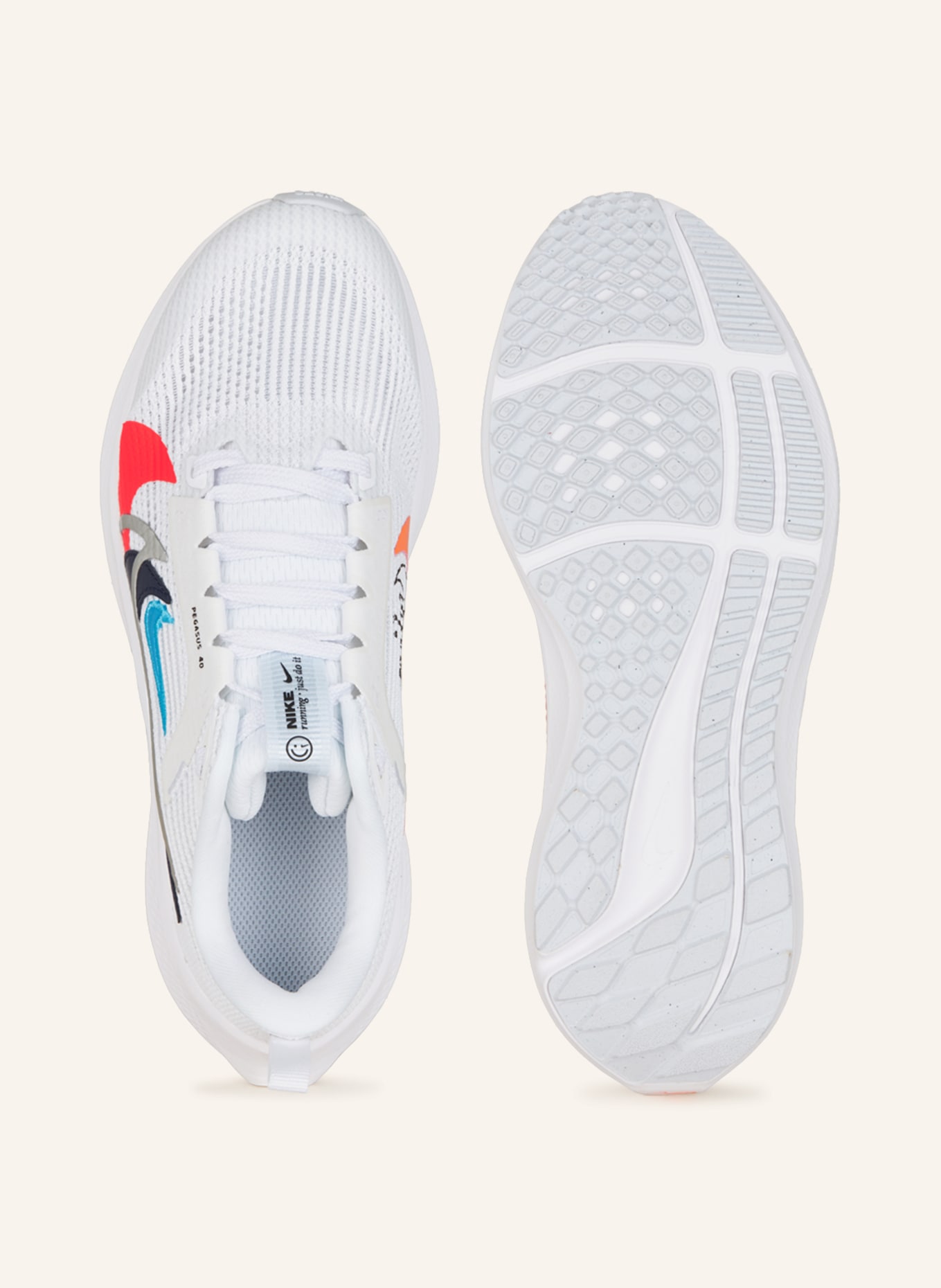 Nike Sneaker AIR ZOOM PEGASUS 40 PR, Farbe: WEISS/ DUNKELBLAU/ HELLGRAU (Bild 5)