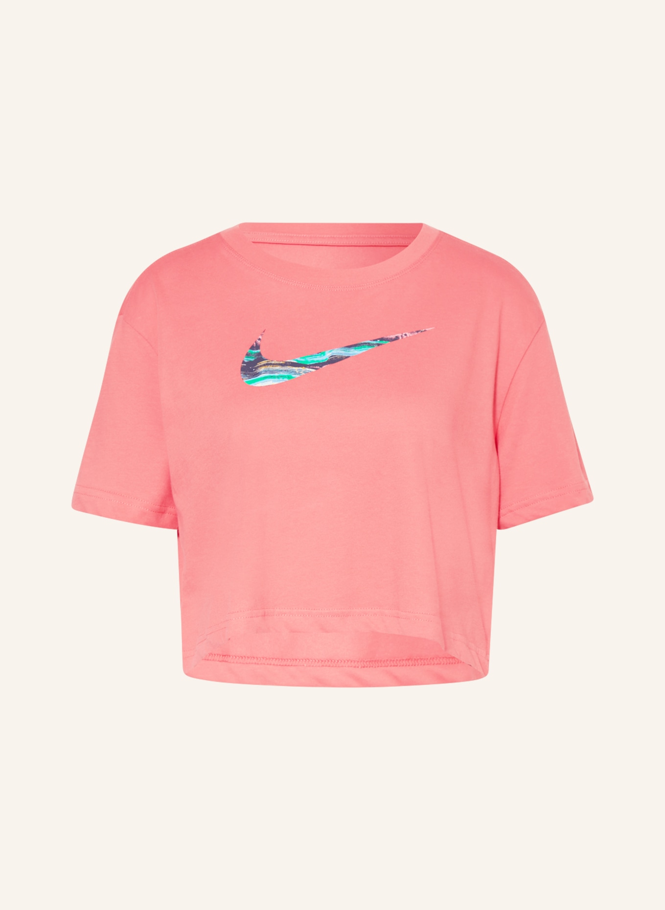 Nike Cropped tričko DRI-FIT, Barva: SVĚTLE ČERVENÁ/ ZELENÁ (Obrázek 1)