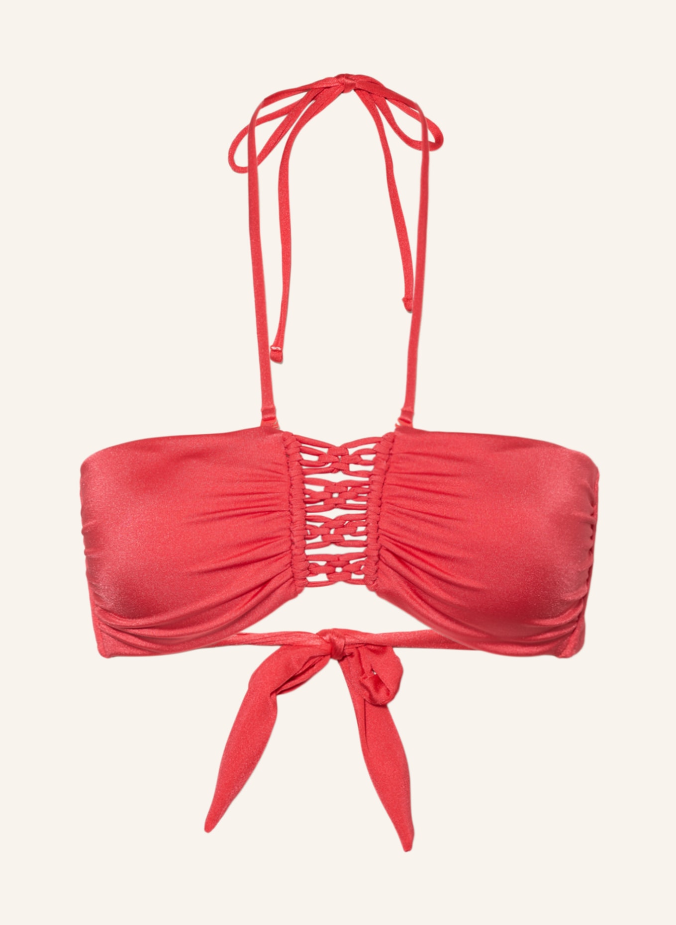 watercult Bandeau bikini top MAKRAMÉ LOVE, Color: RED (Image 1)