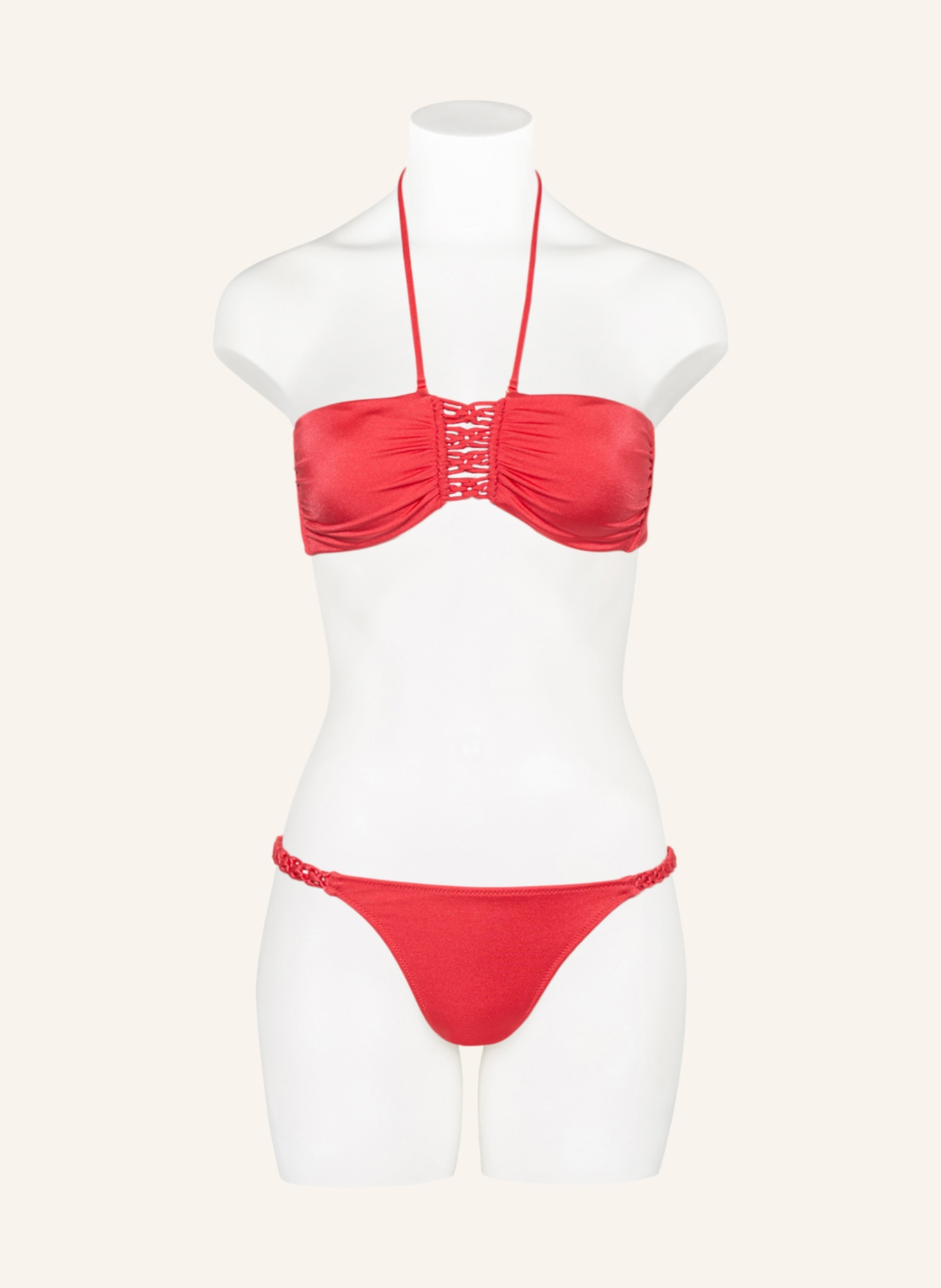 watercult Bandeau bikini top MAKRAMÉ LOVE, Color: RED (Image 2)
