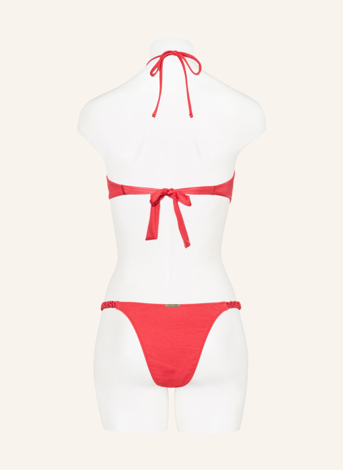 watercult Bandeau bikini top MAKRAMÉ LOVE, Color: RED (Image 3)