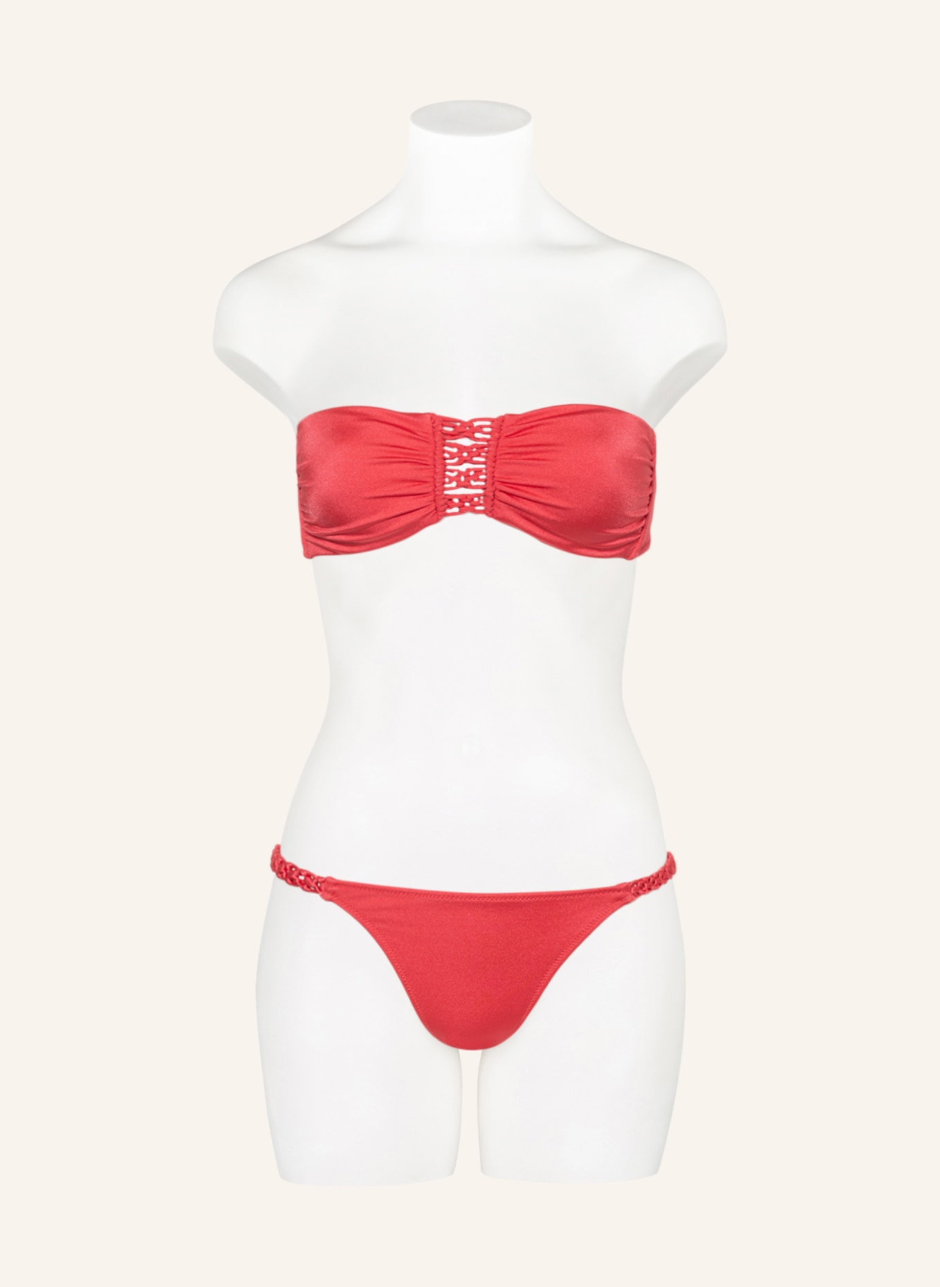 watercult Bandeau bikini top MAKRAMÉ LOVE, Color: RED (Image 4)