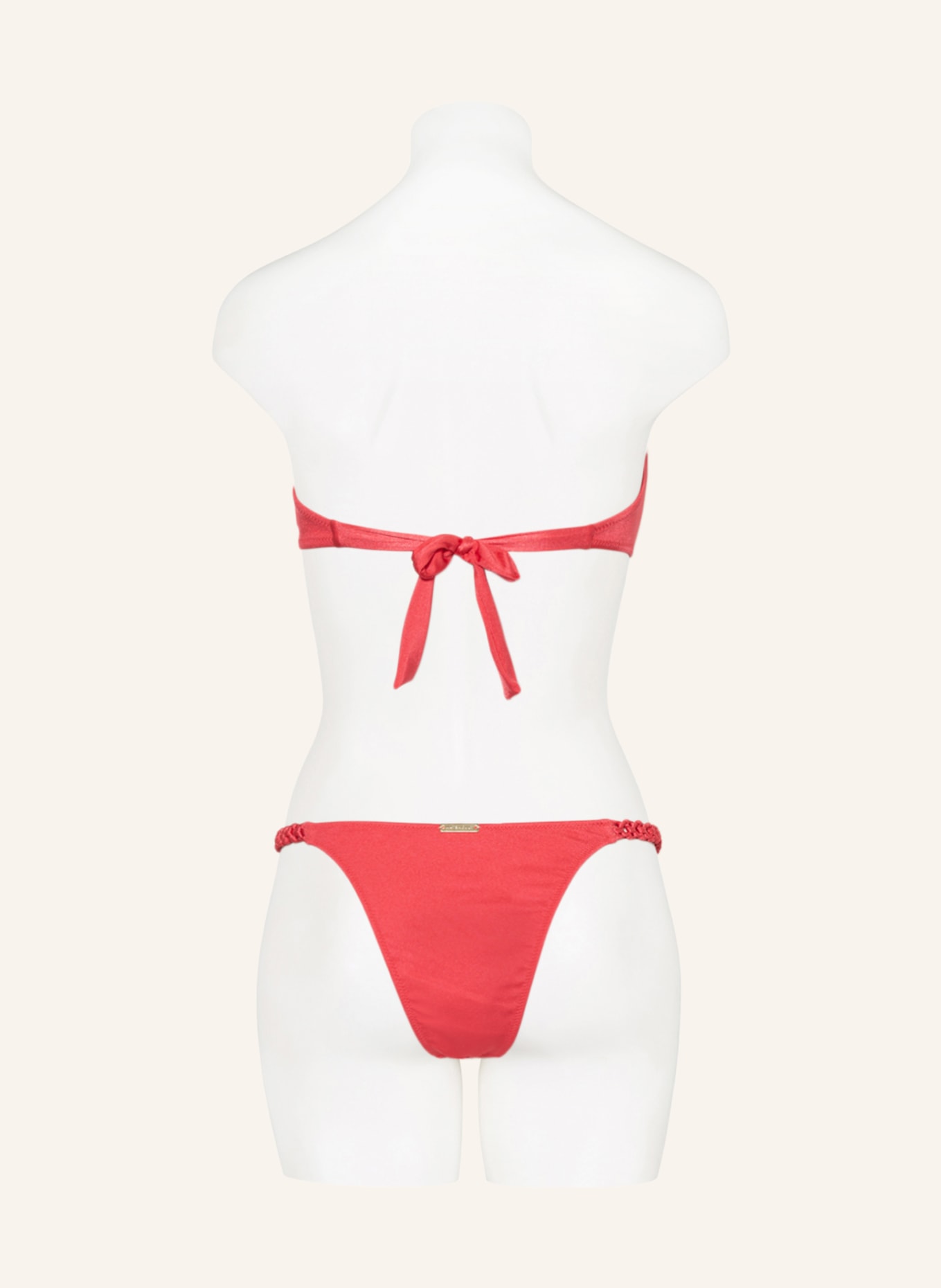 watercult Bandeau bikini top MAKRAMÉ LOVE, Color: RED (Image 5)