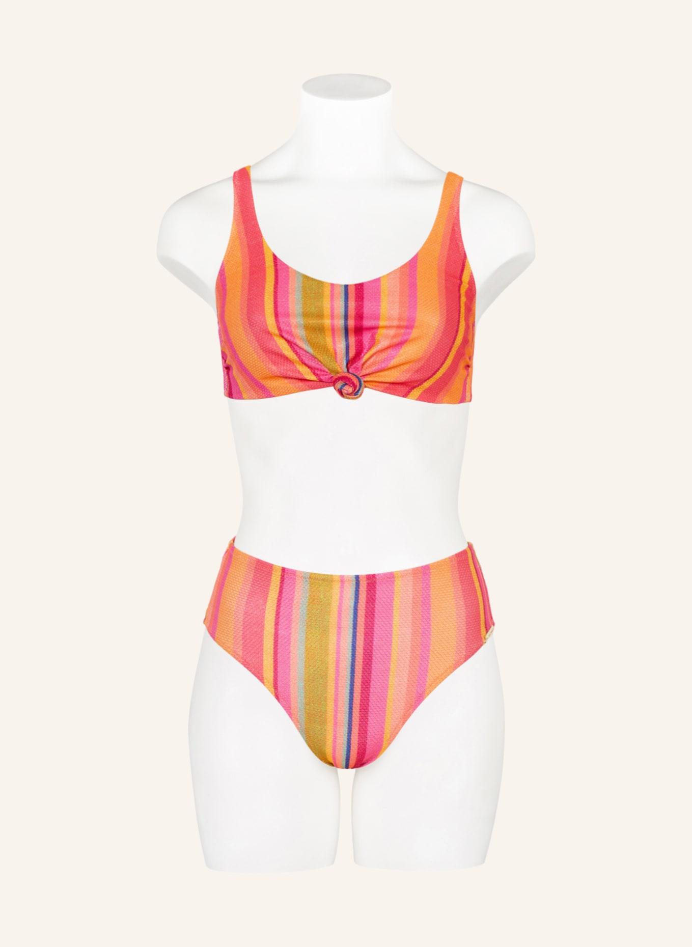 watercult Bustier-Bikini-Top in hellrot/ DOPAMINE pink STRIPE orange