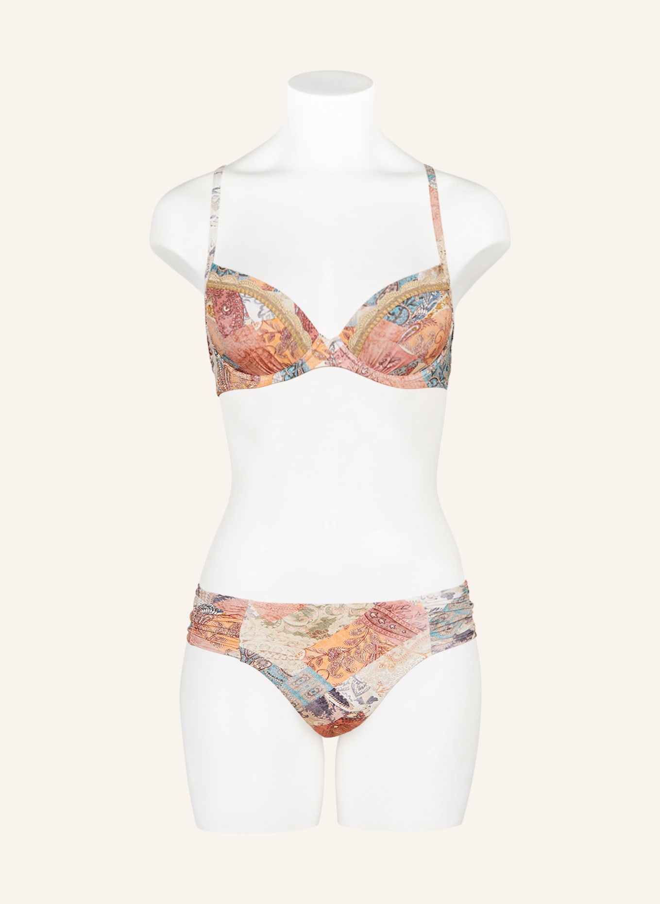 watercult Basic-Bikini-Hose PAISLEY SAVAGE, Farbe: HELLORANGE/ HELLBLAU/ CREME (Bild 2)