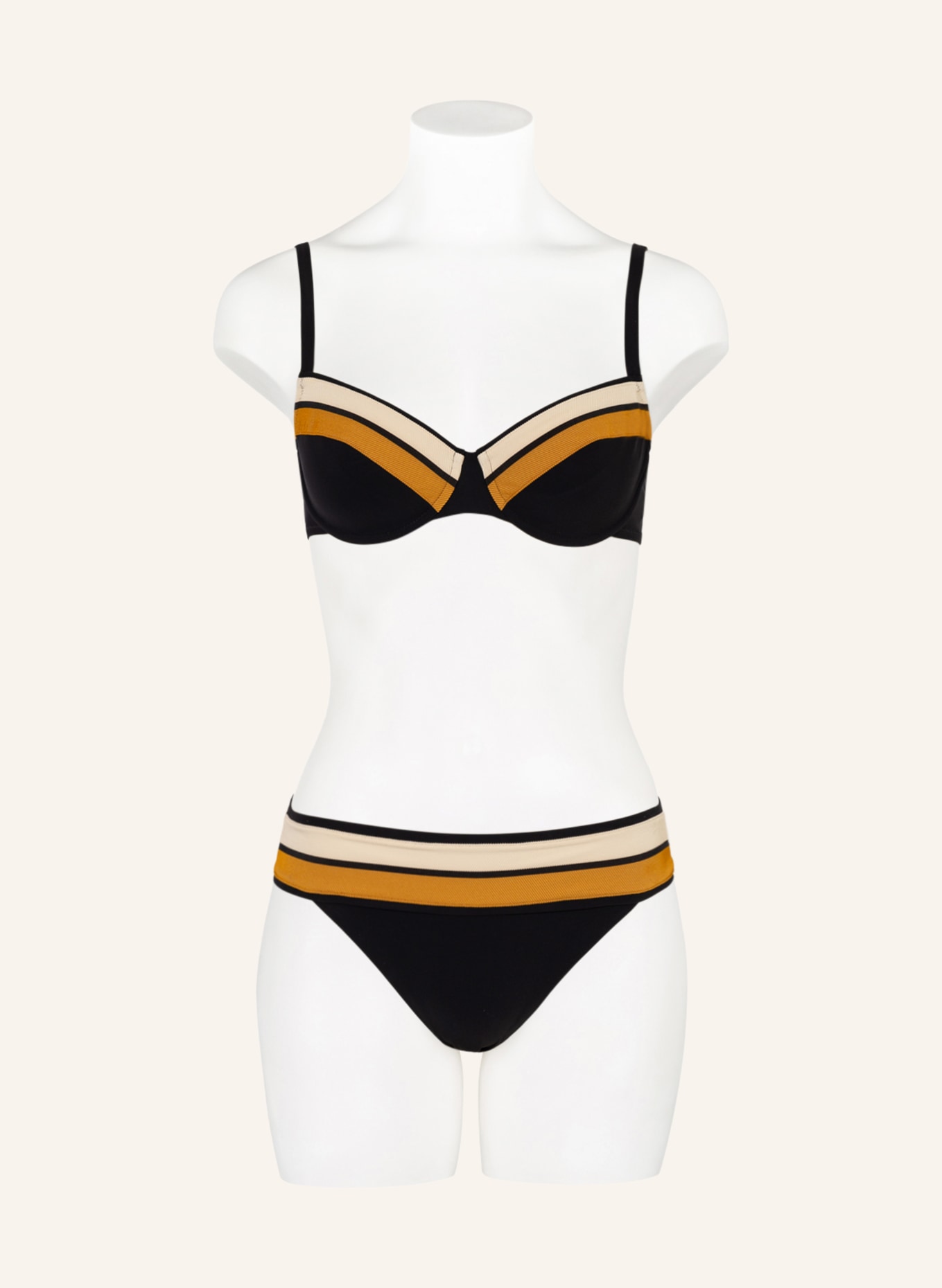 MARYAN MEHLHORN Basic bikini bottoms ANTAGONIST, Color: BLACK/ BEIGE/ CREAM (Image 2)