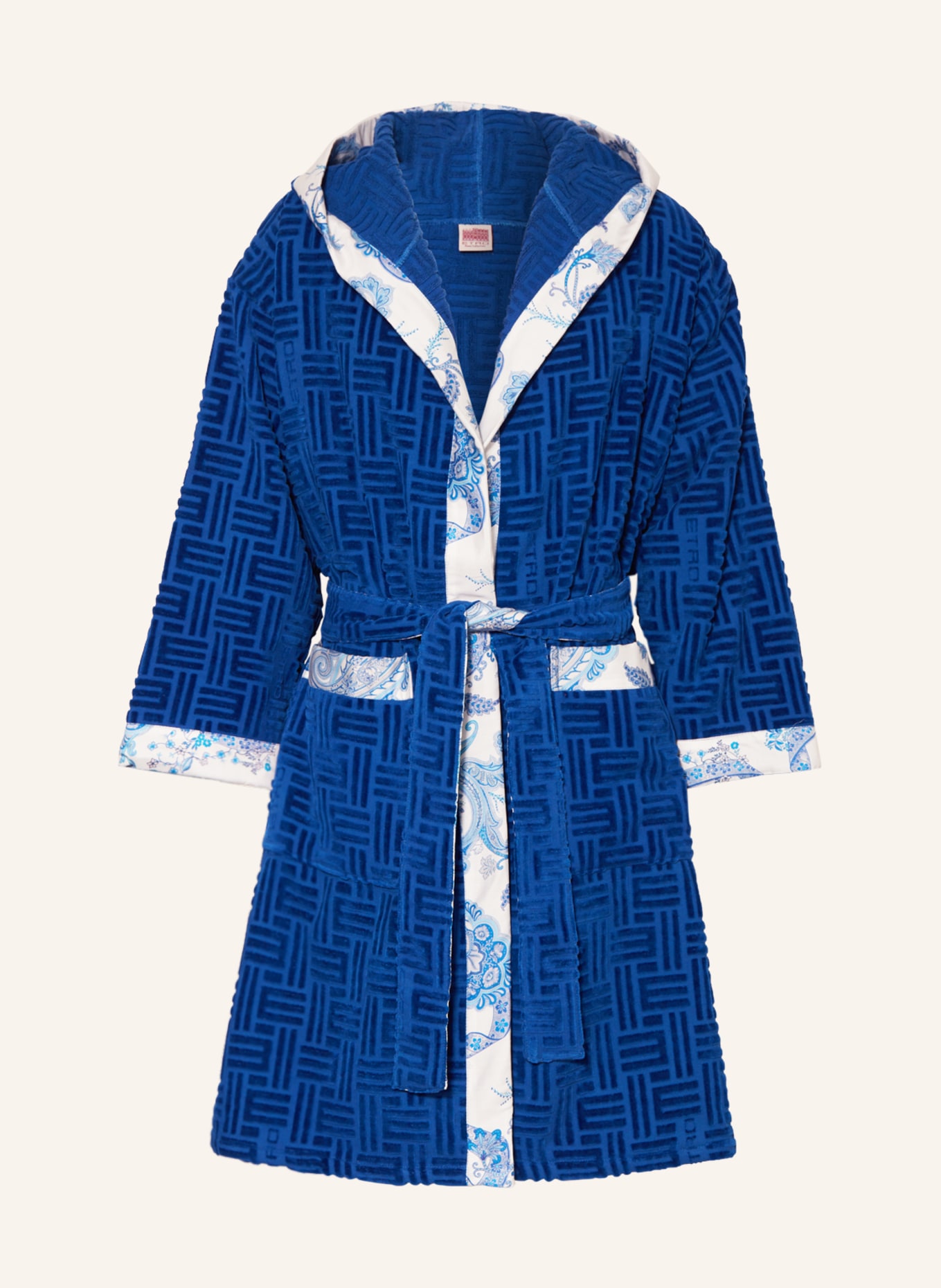 ETRO Home Unisex bathrobe with hood with gift box, Color: BLUE (Image 1)