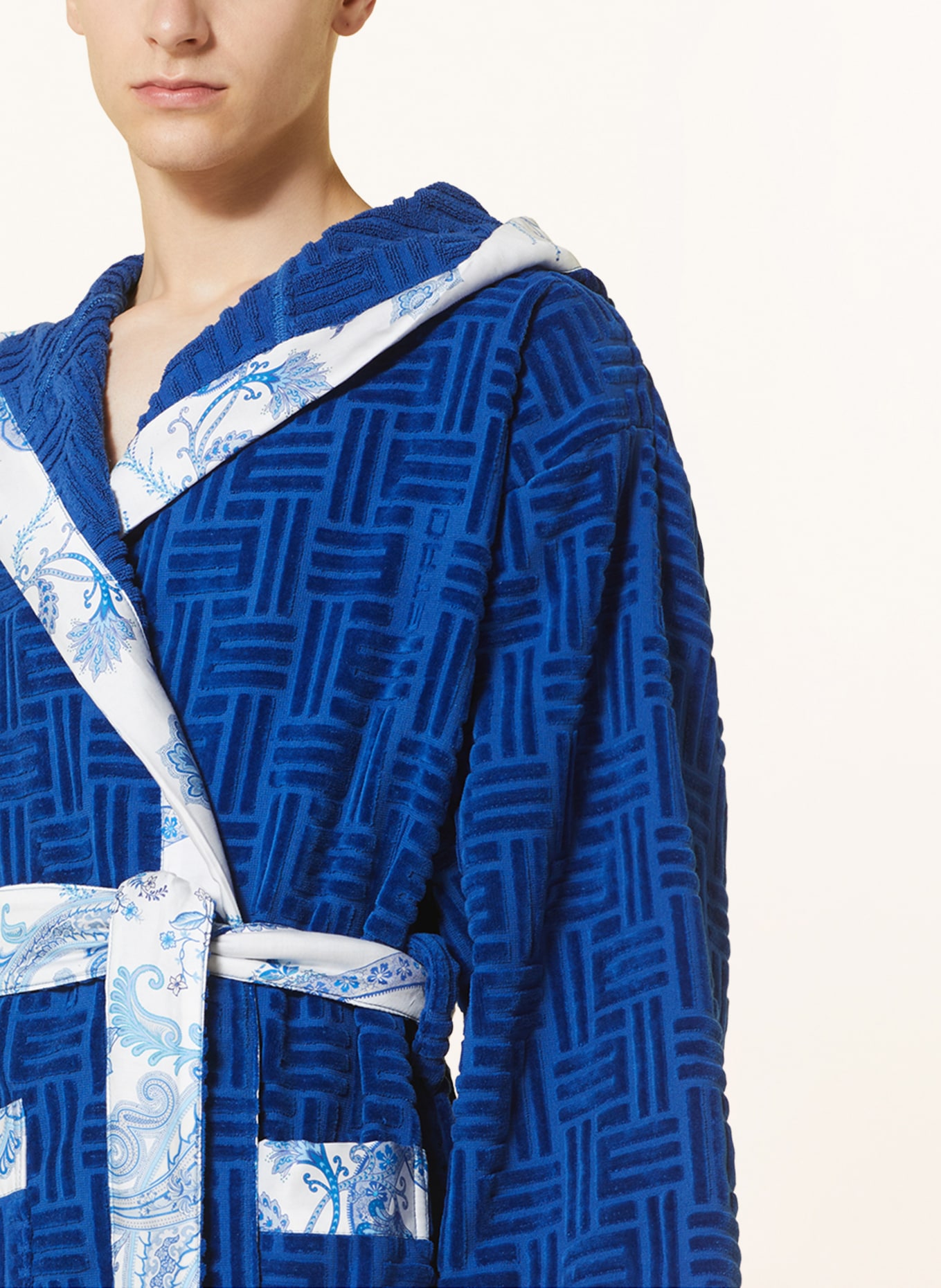 ETRO Home Unisex bathrobe with hood with gift box, Color: BLUE (Image 5)