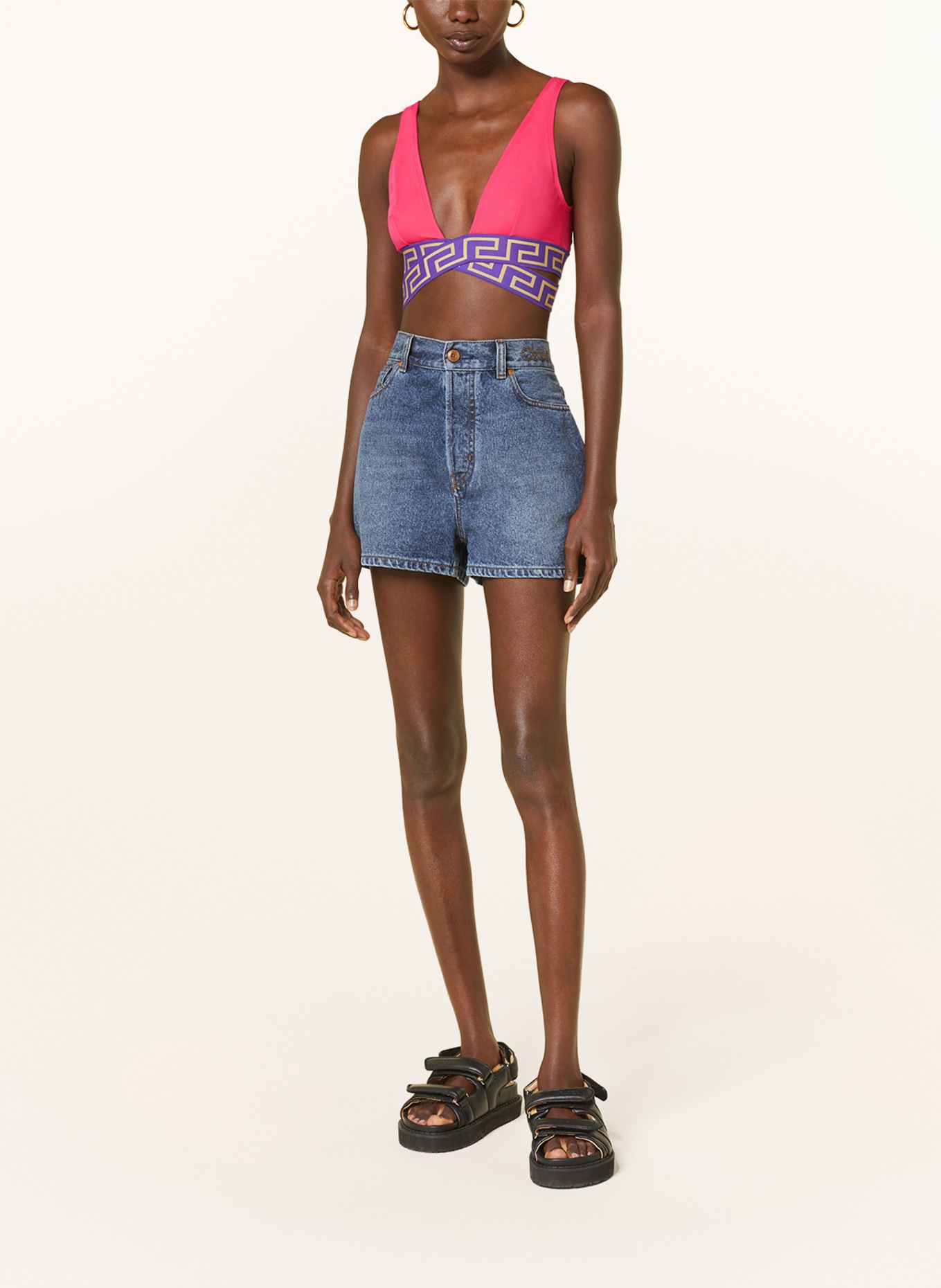 VERSACE Bralette bikini top, Color: NEON PINK/ PURPLE (Image 2)