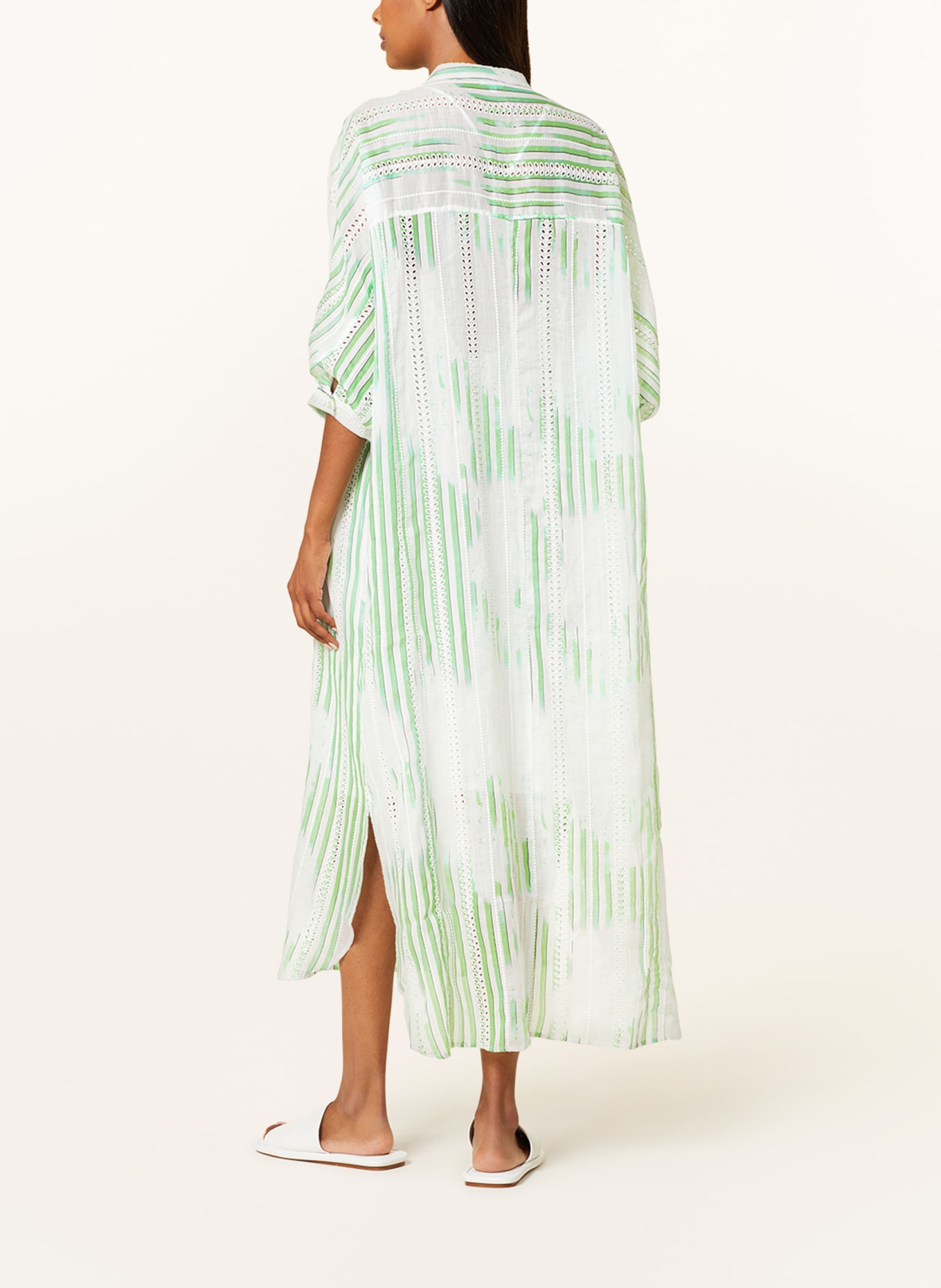 Lala Berlin Dress DACIRE with 3/4 sleeves and broderie anglaise, Color: WHITE/ GREEN (Image 3)