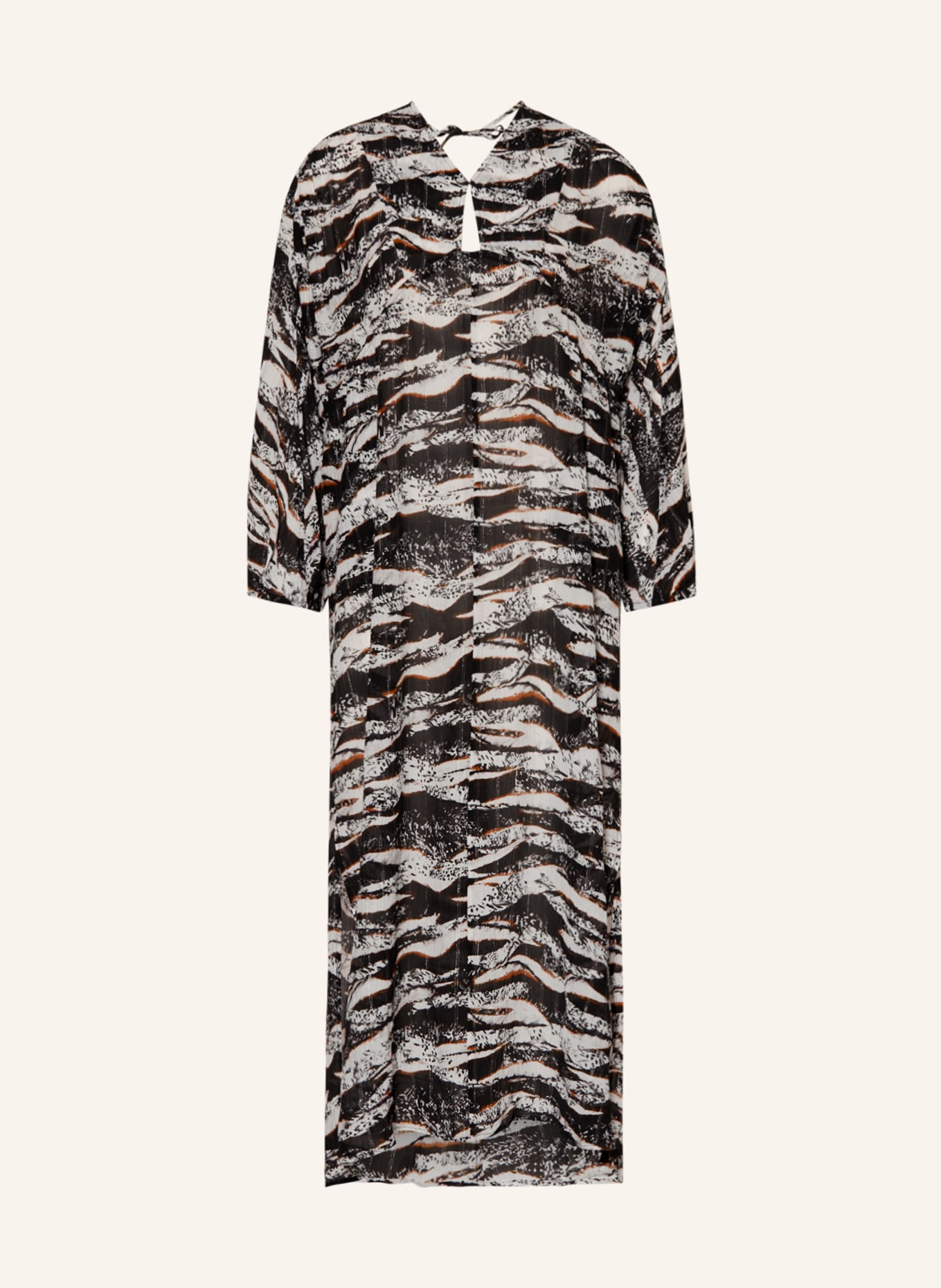 Lala Berlin Kaftan DIELLI with 3/4 sleeves, Color: BLACK/ WHITE/ COGNAC (Image 1)
