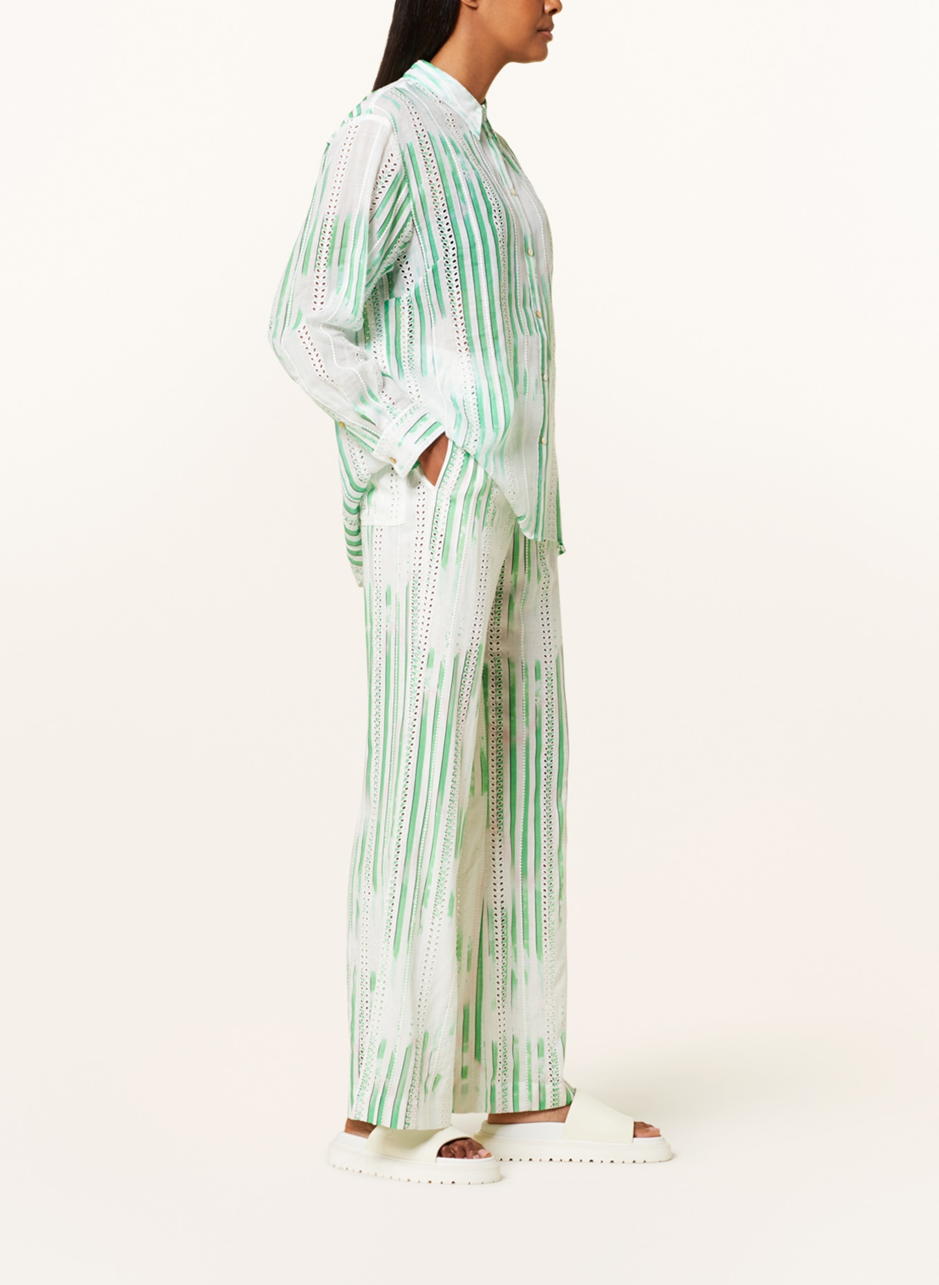 Lala Berlin Spodnie PALOOZA w stylu dresowym, Kolor: JASNOZIELONY/ BIAŁY (Obrazek 4)