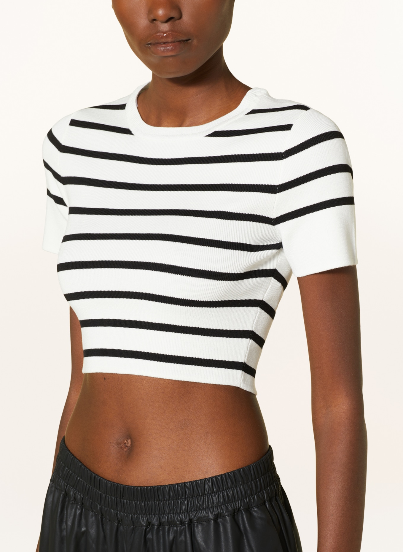 ONLY Cropped shirt, Color: WHITE/ BLACK (Image 4)