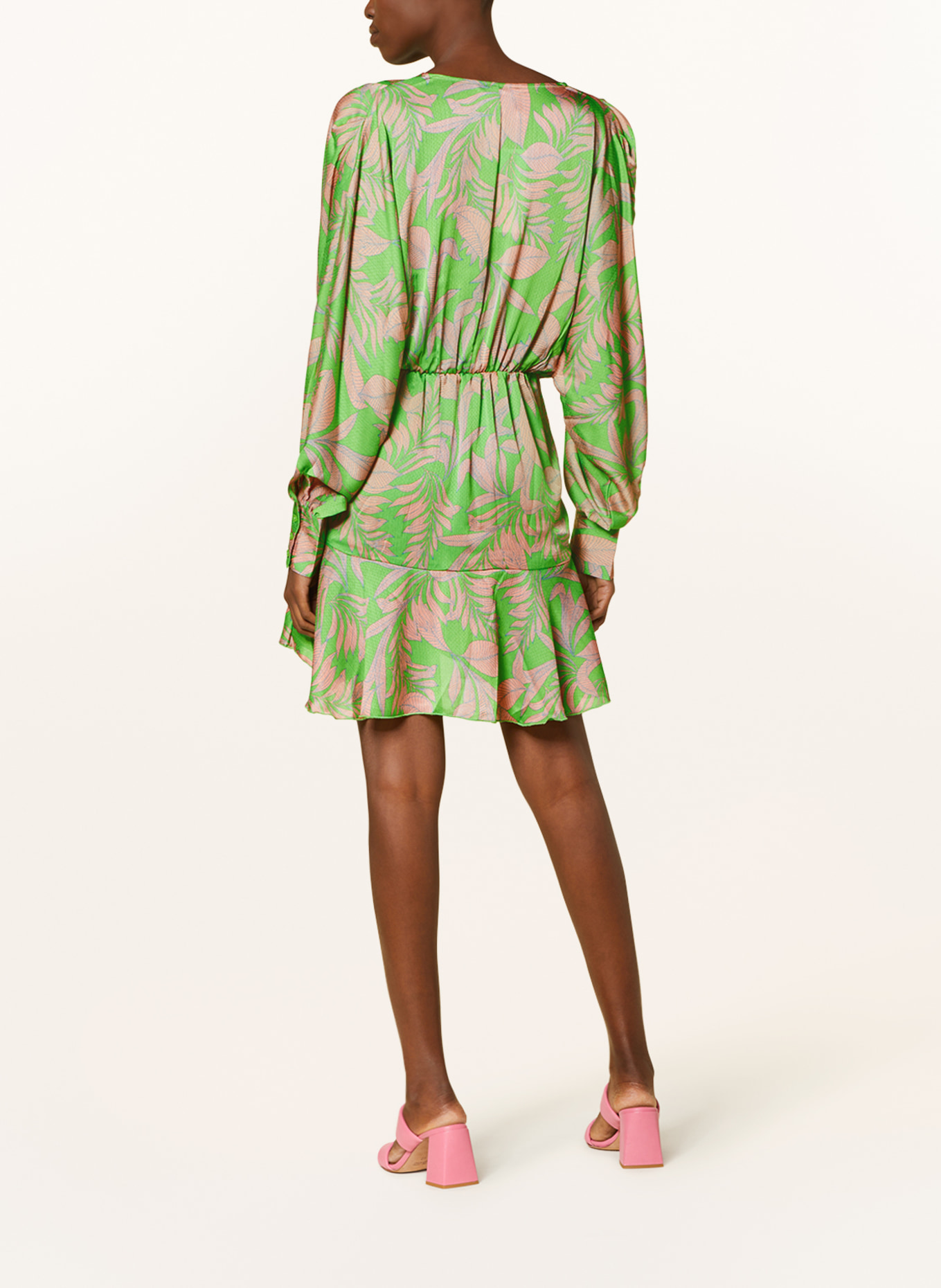 ONLY Wrap look dress with frills, Color: NEON GREEN/ PINK/ LIGHT BLUE (Image 3)