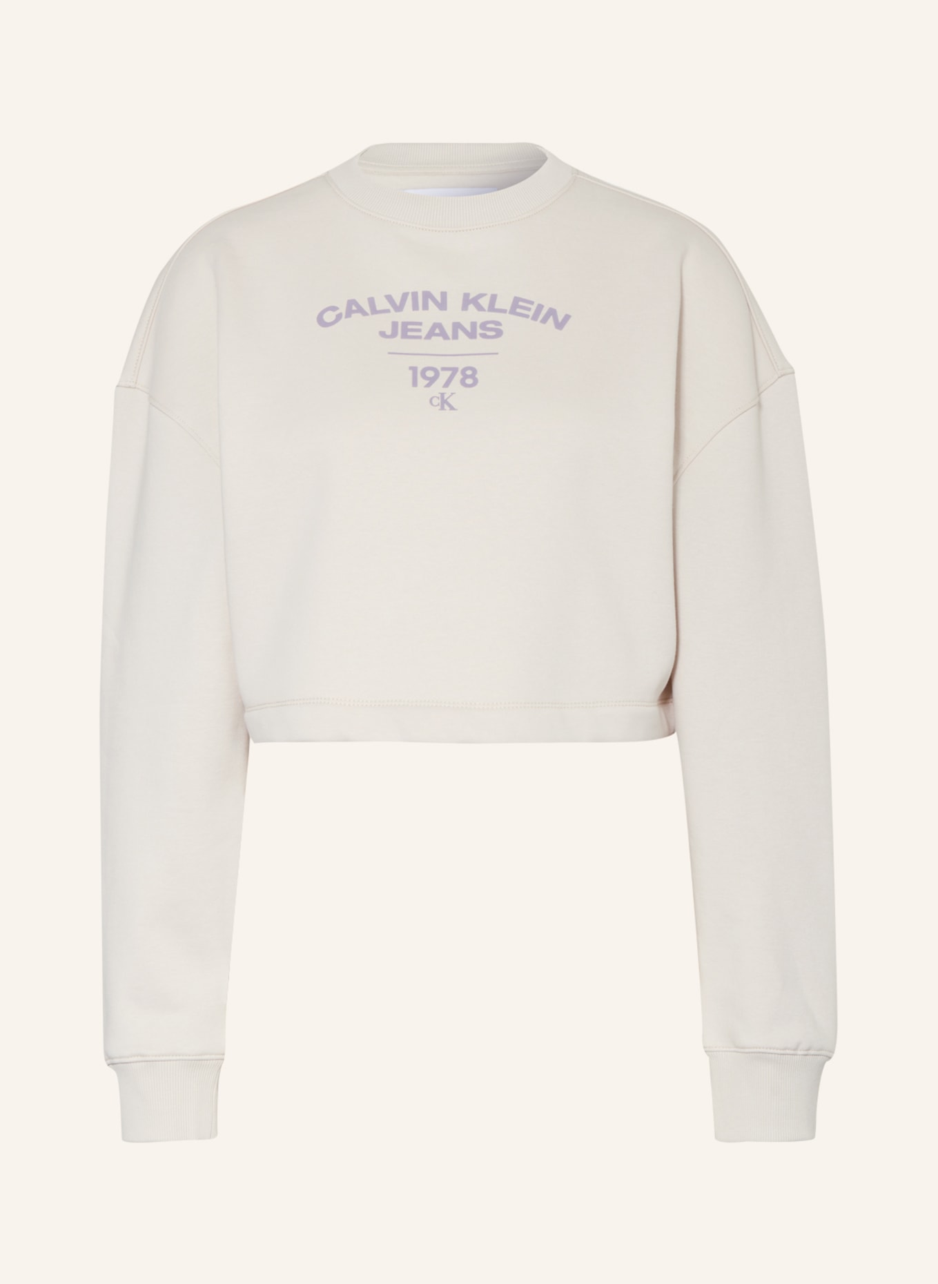 Calvin Klein Jeans Cropped sweatshirt, Color: LIGHT GRAY/ LIGHT PURPLE (Image 1)