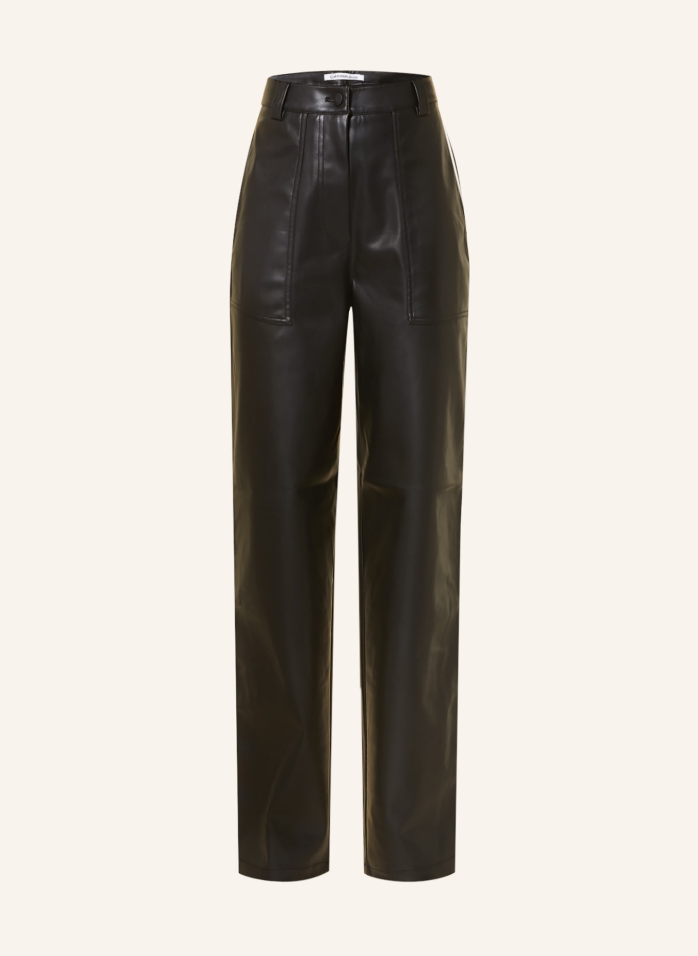 Calvin Klein Jeans Pants in leather look, Color: BEH CK Black (Image 1)