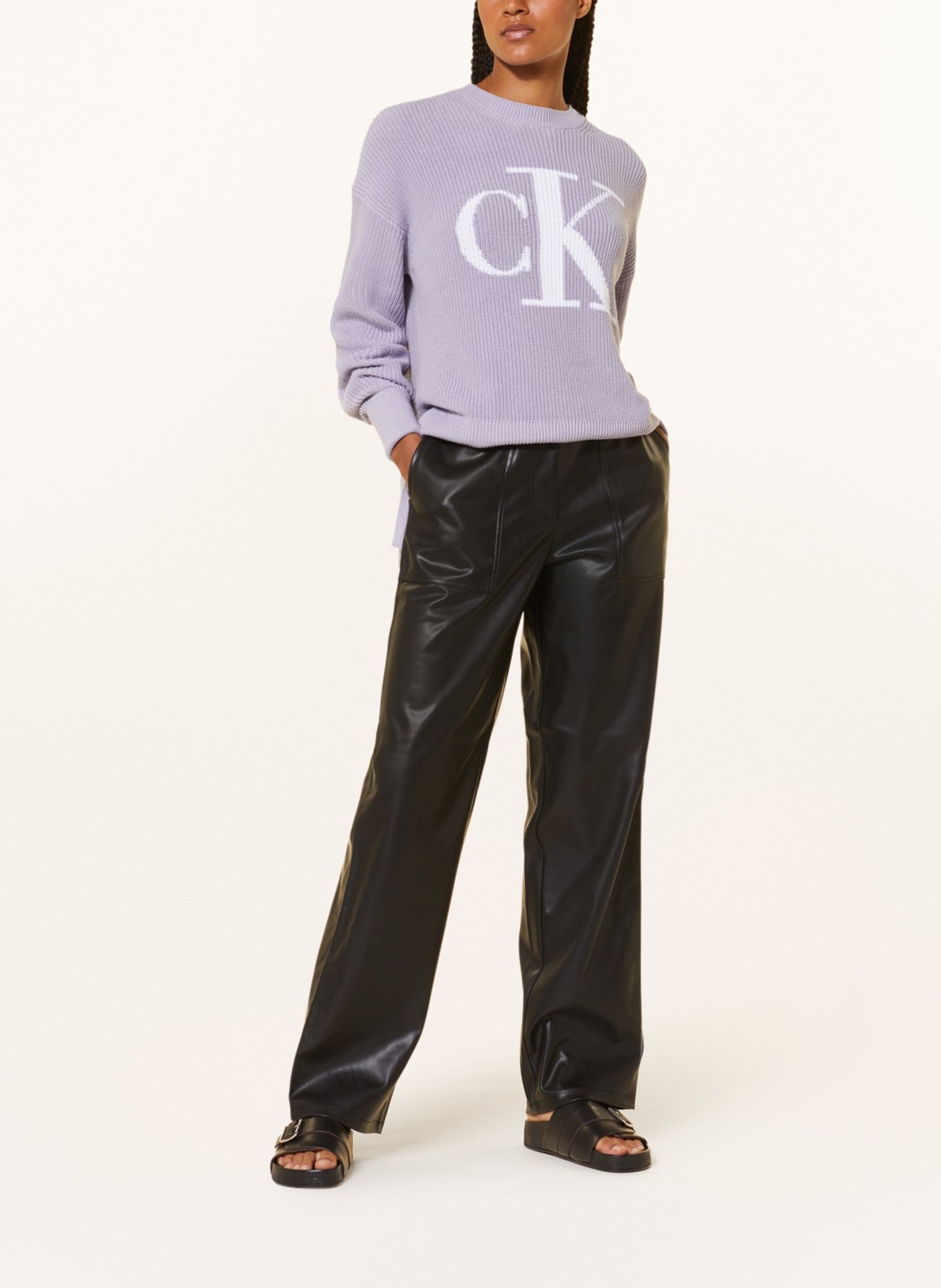 Calvin Klein Jeans Kalhoty v koženém vzhledu, Barva: BEH CK Black (Obrázek 2)