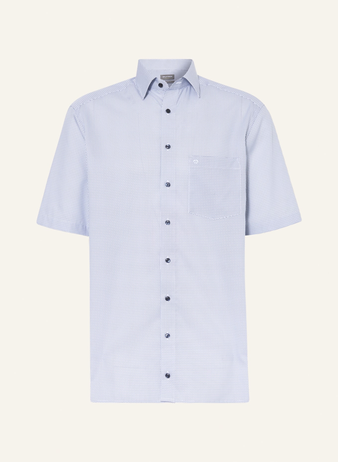 OLYMP Košile s krátkým rukávem Luxor Comfort Fit: BÍLÁ / TMAVĚ MODRÁ / ČERNÁ