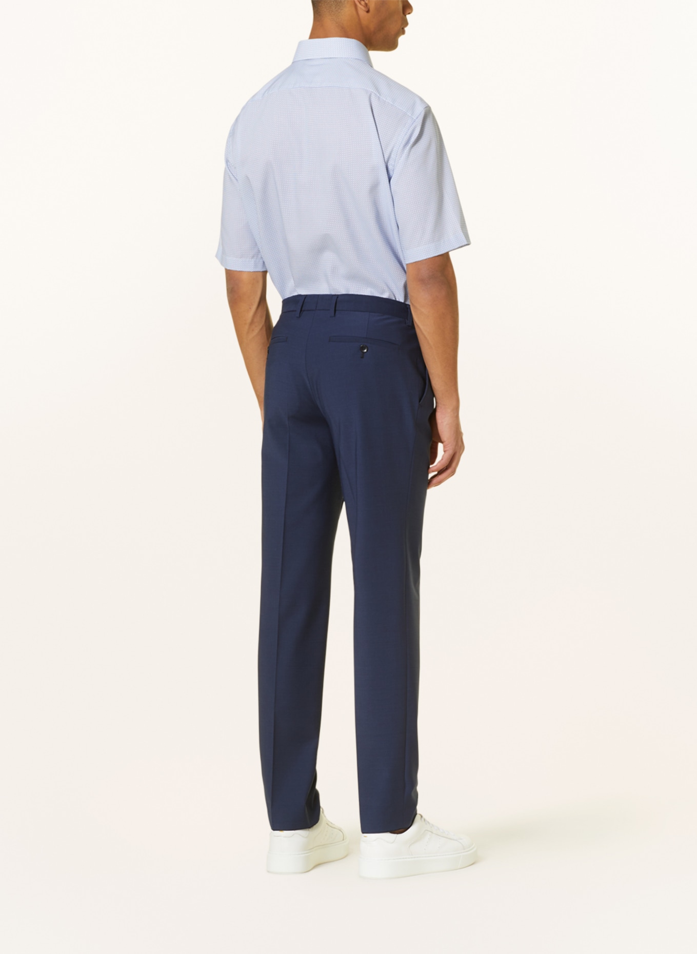 OLYMP Košile s krátkým rukávem Luxor Comfort Fit: BÍLÁ / TMAVĚ MODRÁ / ČERNÁ
